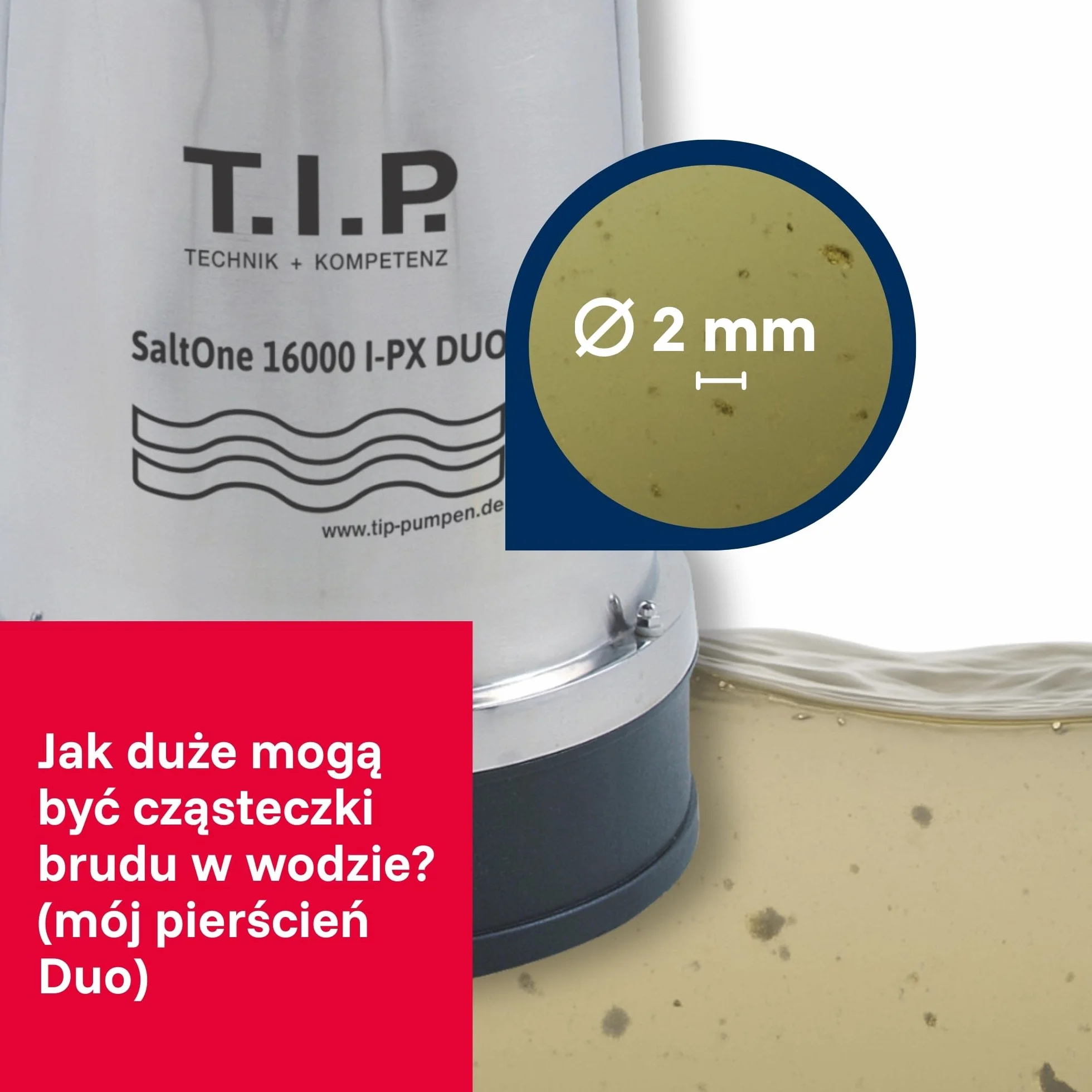 T.I.P. 2w1 Zanurzalna Pompa do Brudnej Wody - Pompa do Wody Słonej ze Stali Nierdzewnej (16 000 l/h, 1mm Płaskie Zasysanie z Pierścieniem DUO) SaltOne 16000 I-PX DUO, 30276