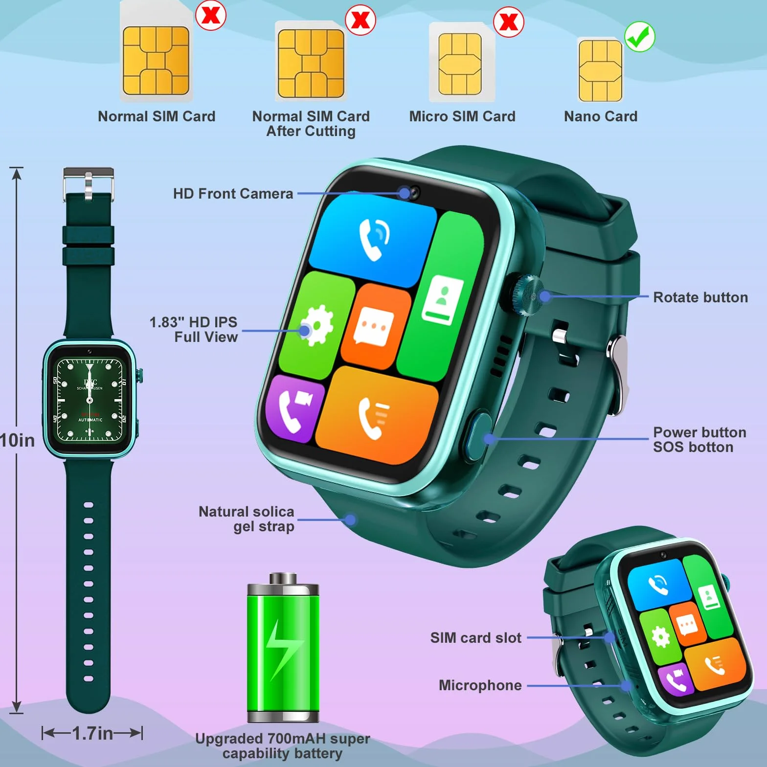 OKYUK Smartwatch 4G dla dzieci z GPS, SOS, wodoodporny, T45