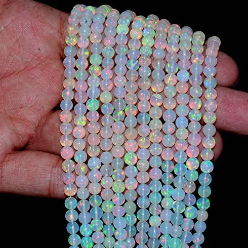 Naturalny AAA etiopski opal welo ogień kamień szlachetny 5 mm okrągłe gładkie koraliki 20 cm sznur