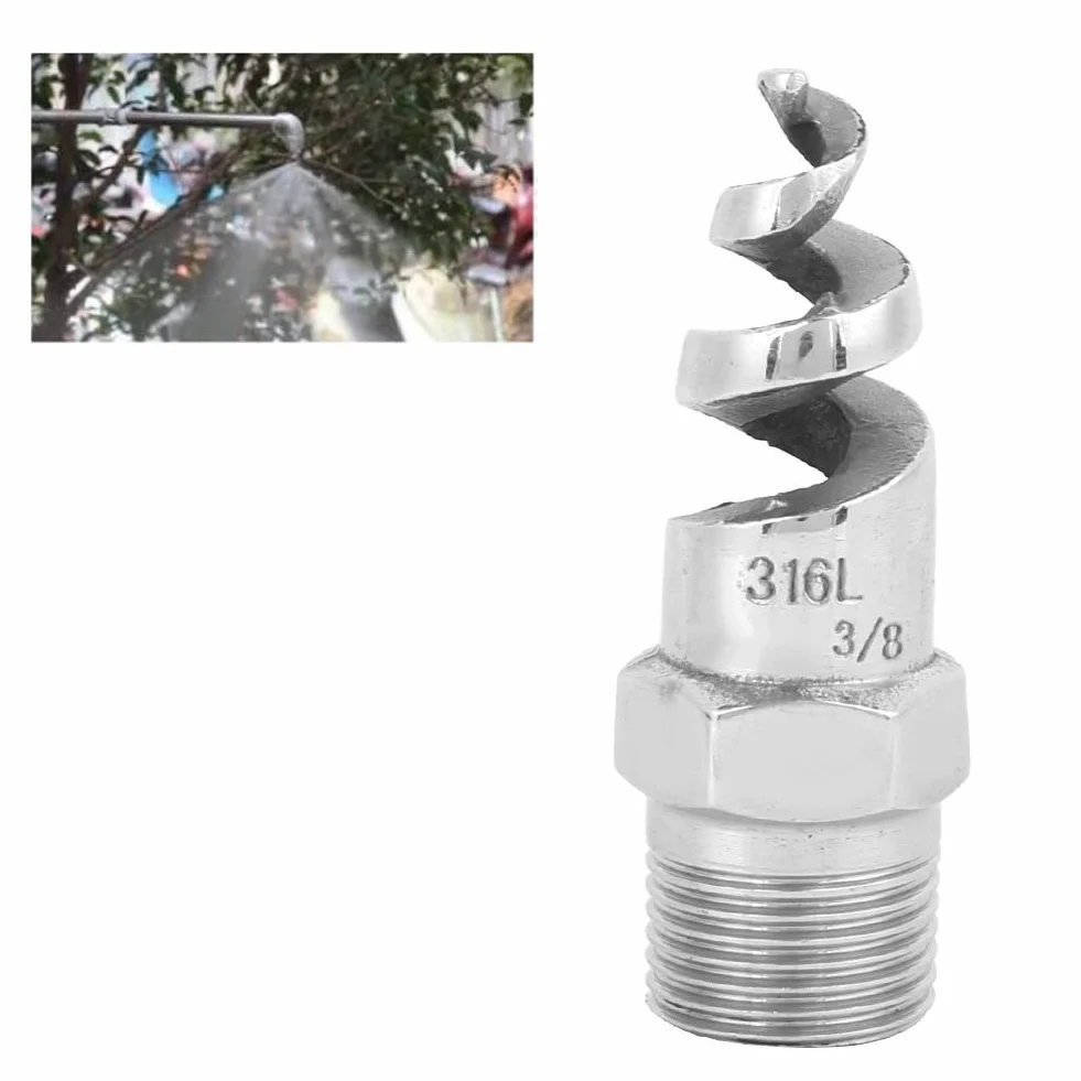 Dysza Spiralna Stal Nierdzewna Regulowany Kąt 60°-180° Przyłącze G3/8 DN10 Zapobiegająca Zatykaniu Kompaktowa Do Spryskiwania Ogrodu
