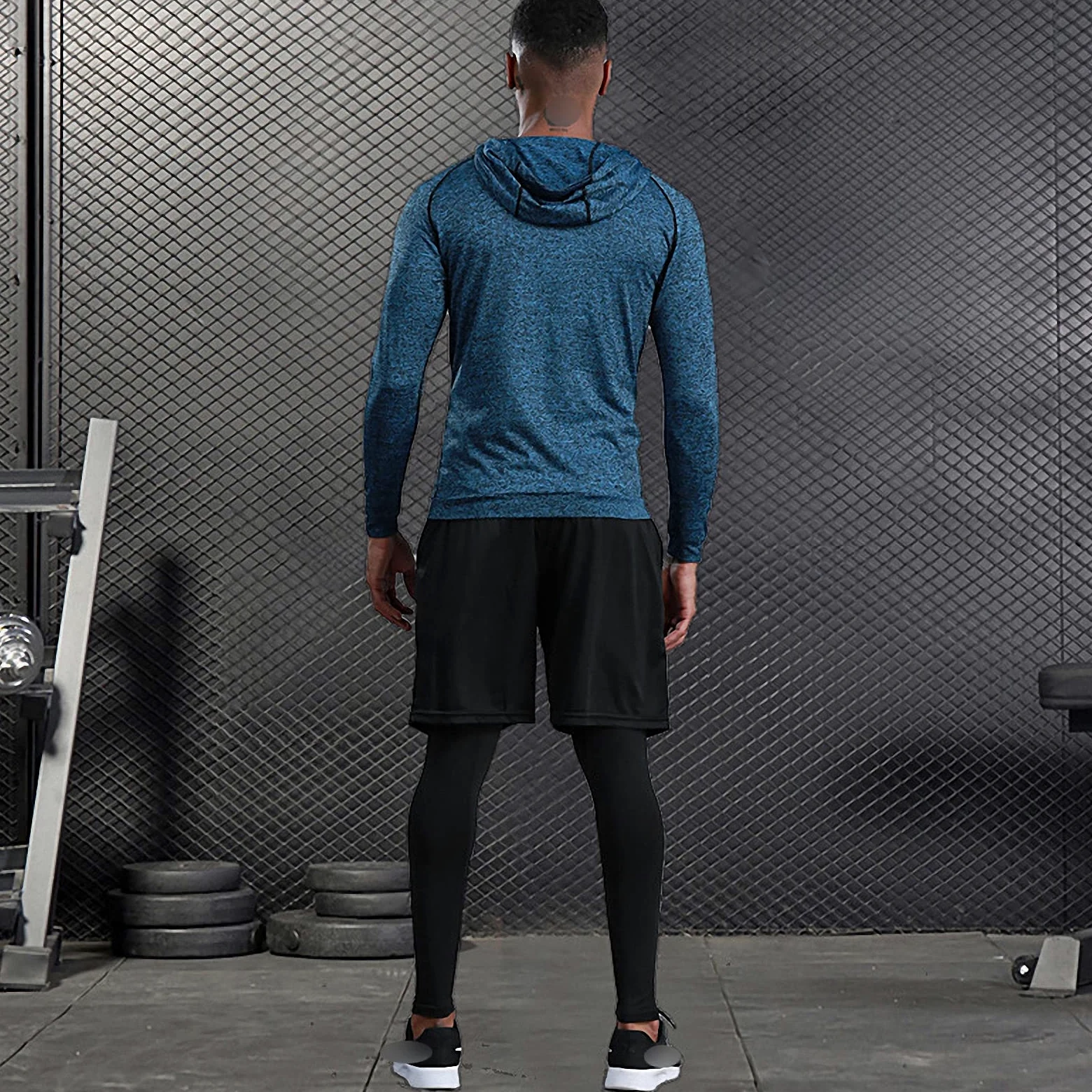 7-częściowy męski zestaw odzieży fitness, szybkoschnące legginsy na siłownię, outdoorowa warstwa bazowa odzież sportowa, styl 12, L