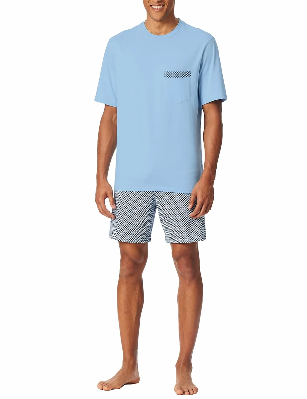 Schiesser Pidżama Mężczyźni Zestaw Herren Schlafanzug Kurz Rundhals Comfort Nightwear