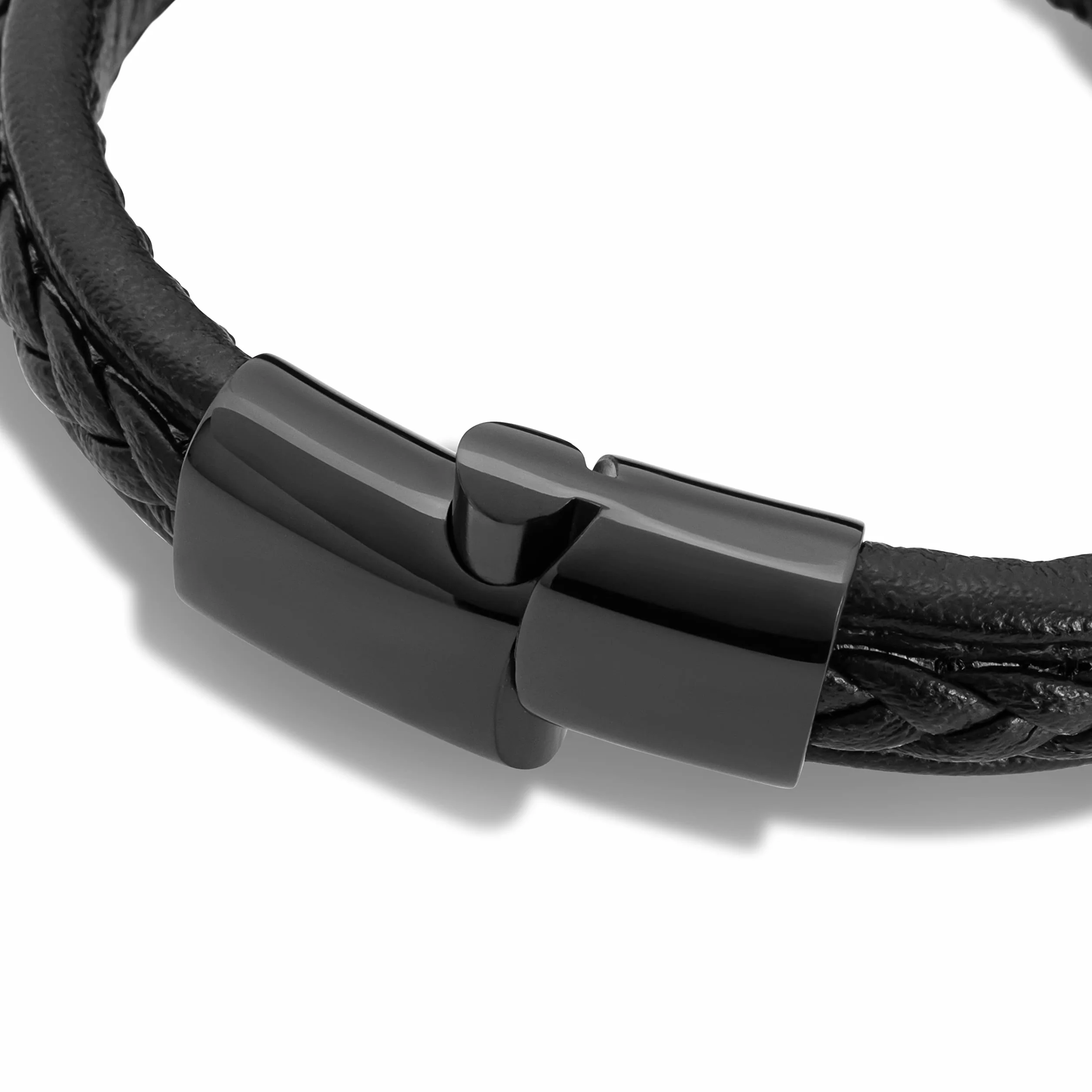 SERASAR Bransoletka Mężczyźni 20cm Czarny Skórzana Biżuteria Braided Wrap Skórzany Łańcuch Leather