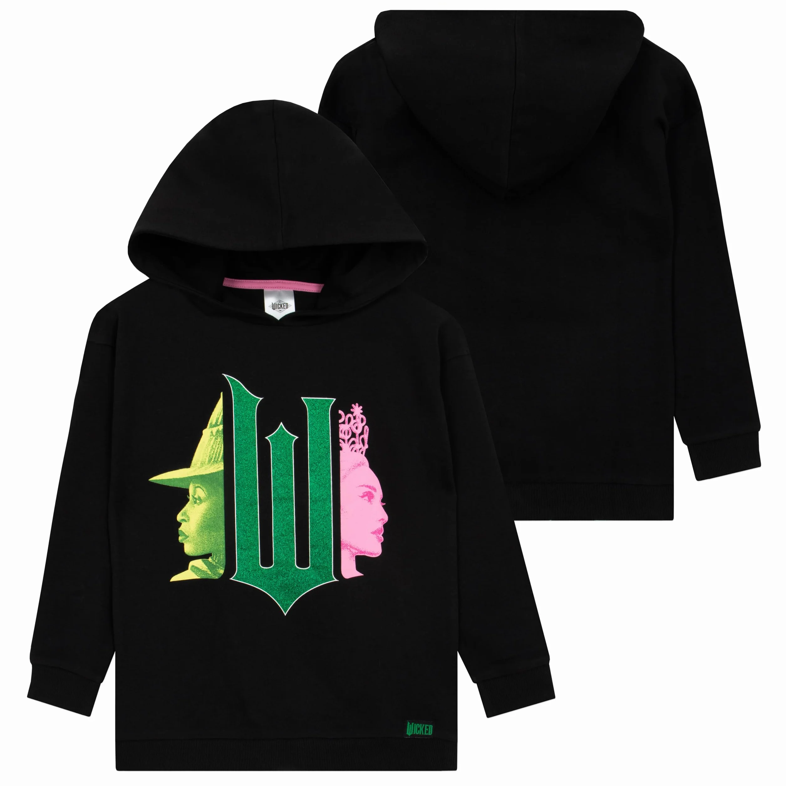 WICKED Bluza Z Kapturem Dla Dziewcząt Elphaba I Glinda Z Brokatem