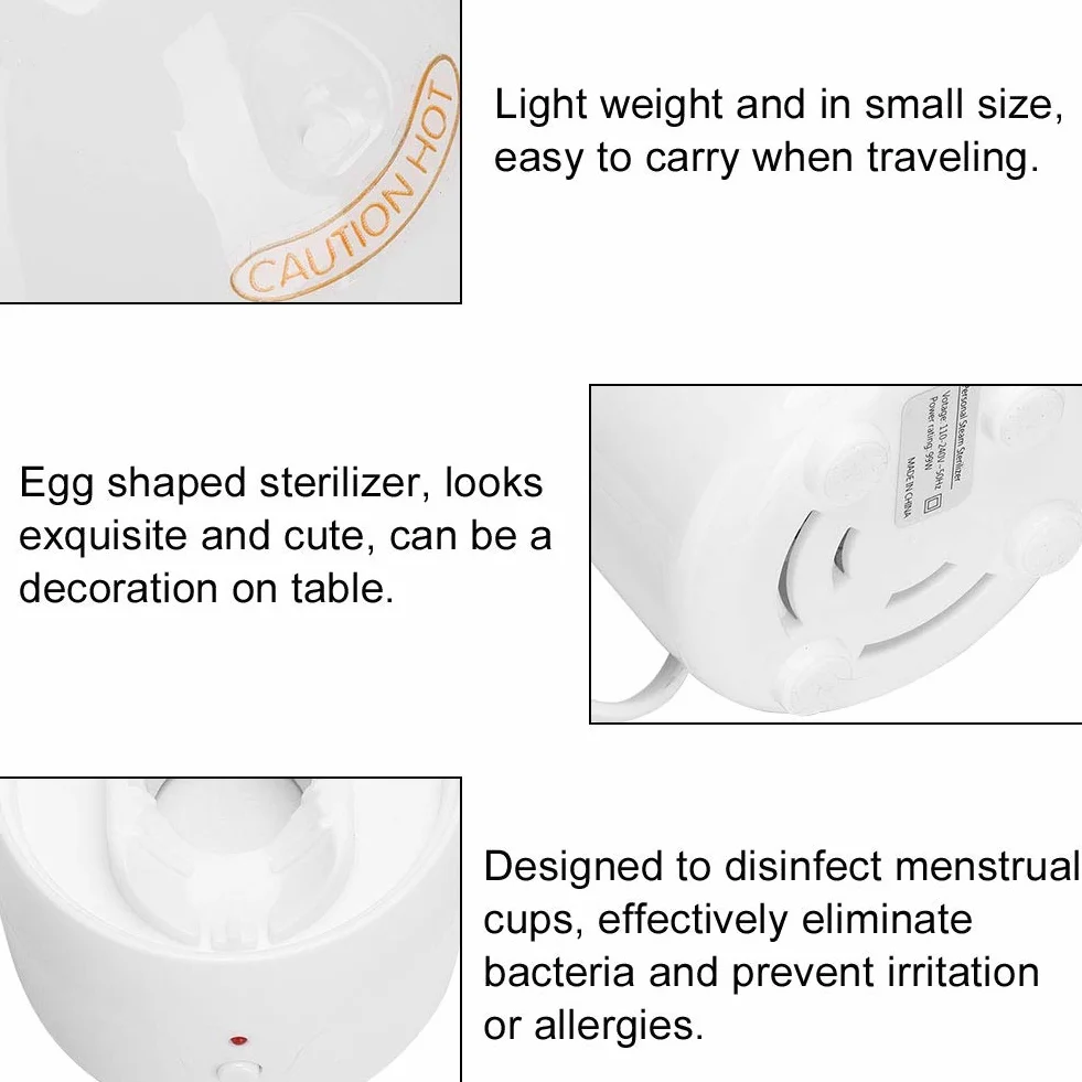 Elektryczny sterylizator parowy do kubków menstruacyjnych, przenośny i przyjazny w podróży środek dezynfekujący do parowania (przepisy europejskie (110-240 V))