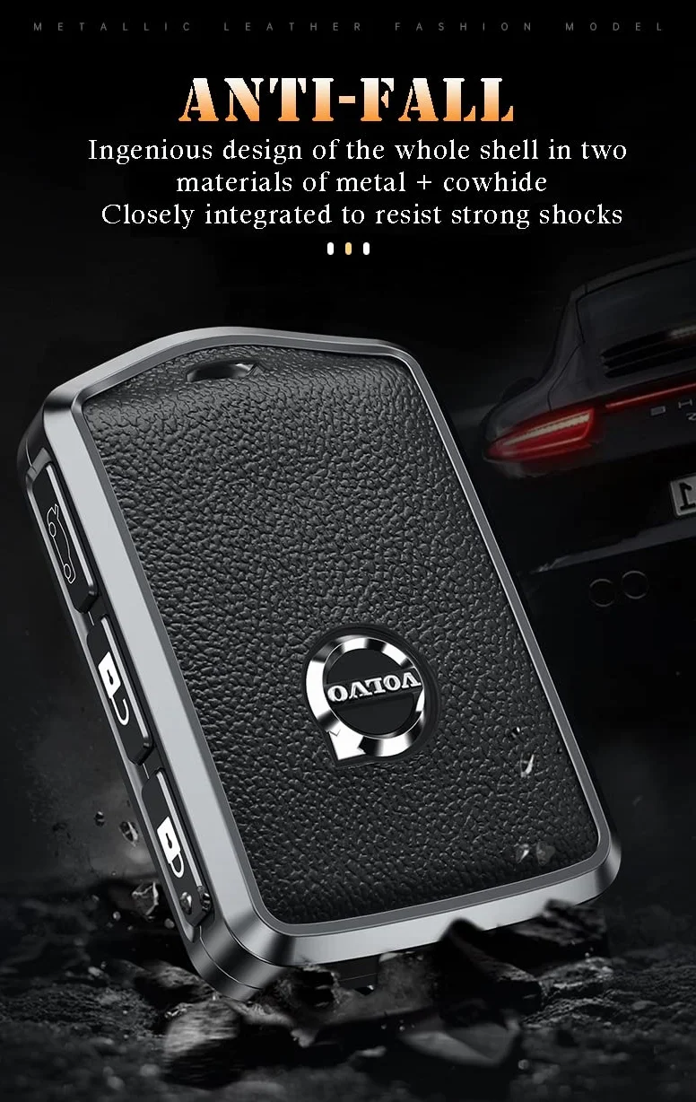 Etui na klucze pasuje do Volvo Smart etui ochronne do Volvo XC60 XC70 XC90 C30 S60 S80 S90 V60 V70 V90 pudełko na klucze skórzane przyciski boczne czarne