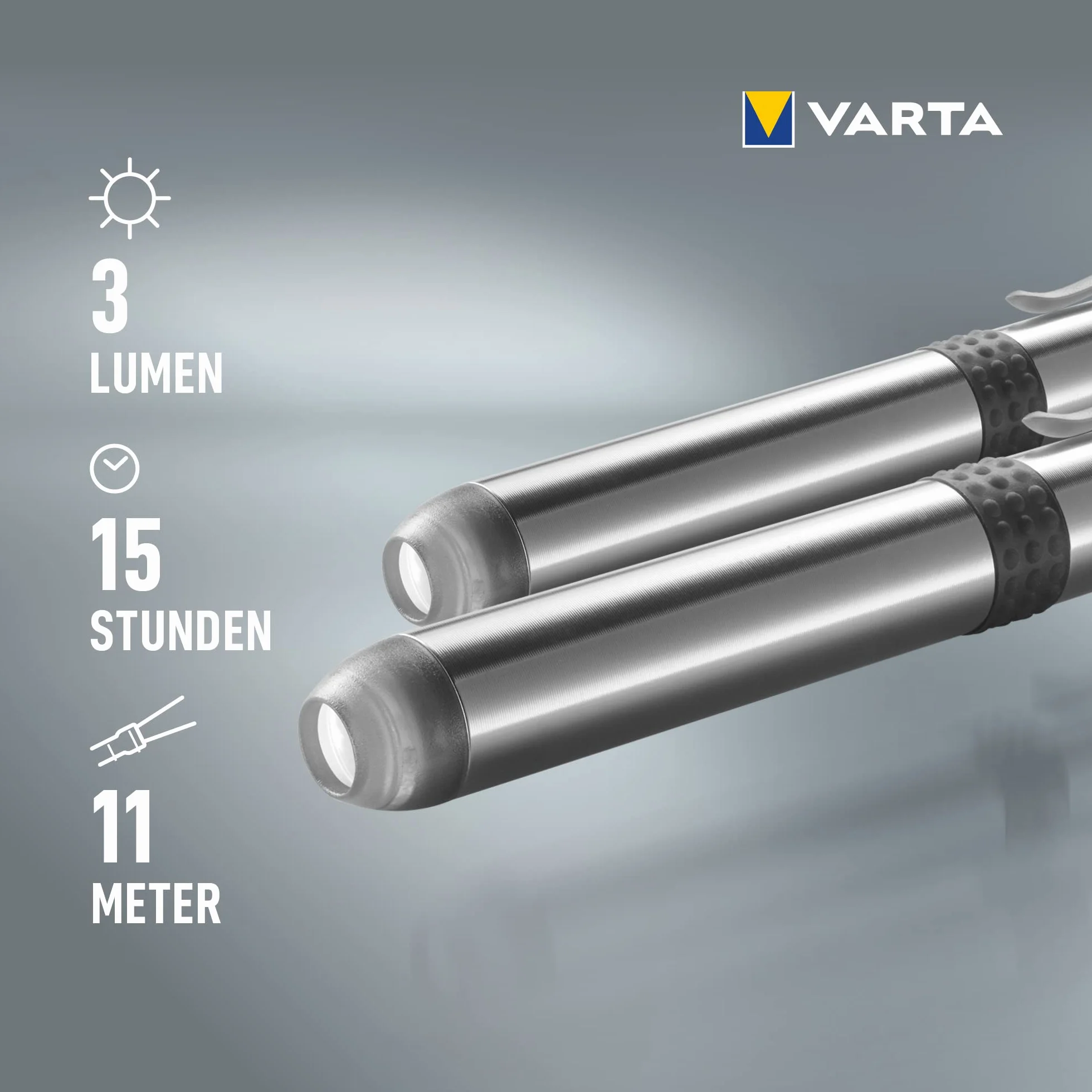 VARTA Lampa diagnostyczna LED, dwupak w zestawie: 1 x bateria AAA, lampa Pen Light, lampa źrenicy, bardzo smukła i lekka latarka, do zastosowań w szpitalu, gabinecie lekarskim