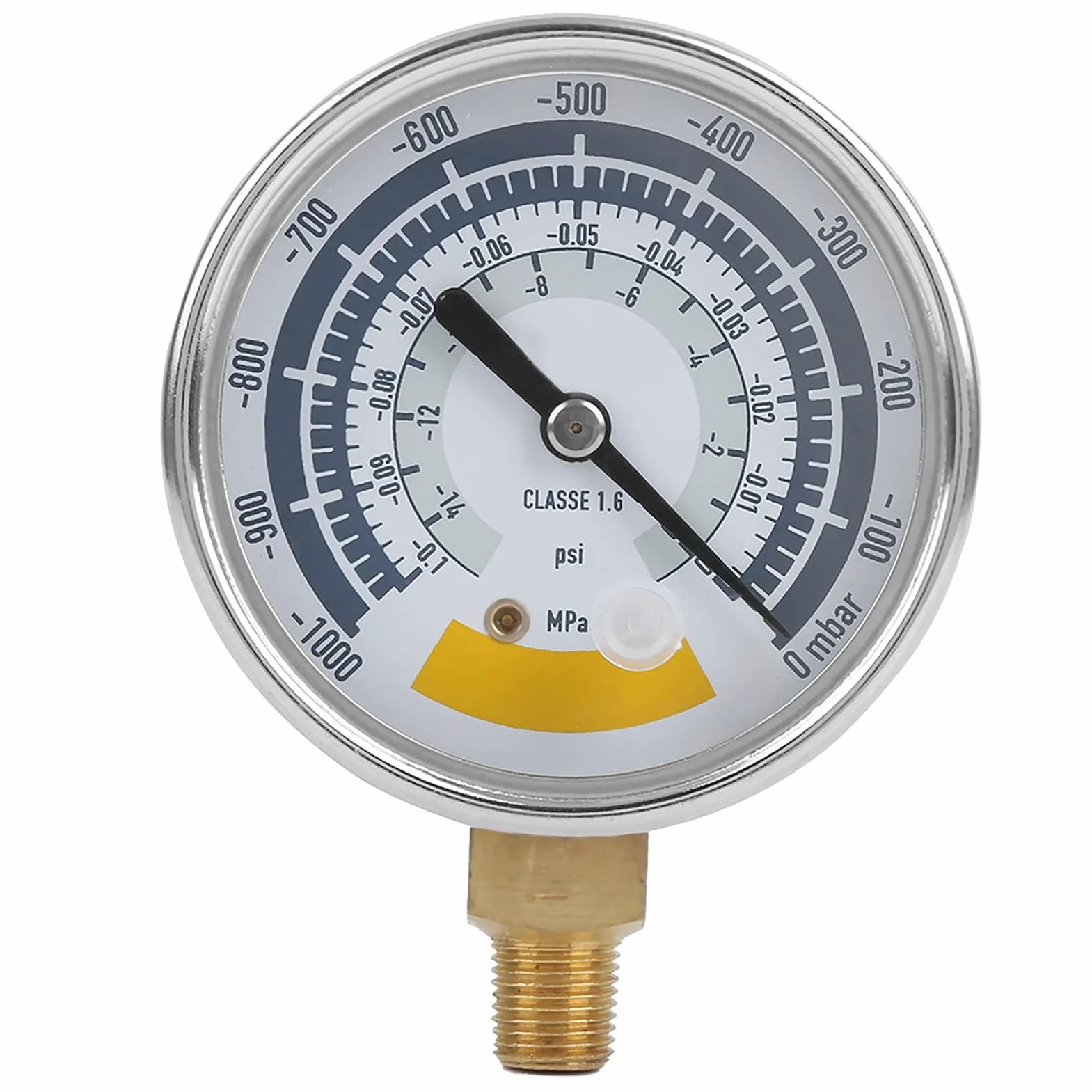 Manometr mechaniczny, precyzyjny manometr powietrza instrument do pompy próżniowej 0-14 psi NPT przyłącze 1/8 cala, niezawodny manometr do pomiaru ciśnienia powietrza do pomp próżniowych