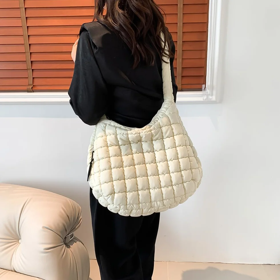 Damska torba hobo w chmurze duża pojemność pikowana bąbelki torba crossbody jednolity kolor modna wyściełana torba na ramię puffer torby na ramię