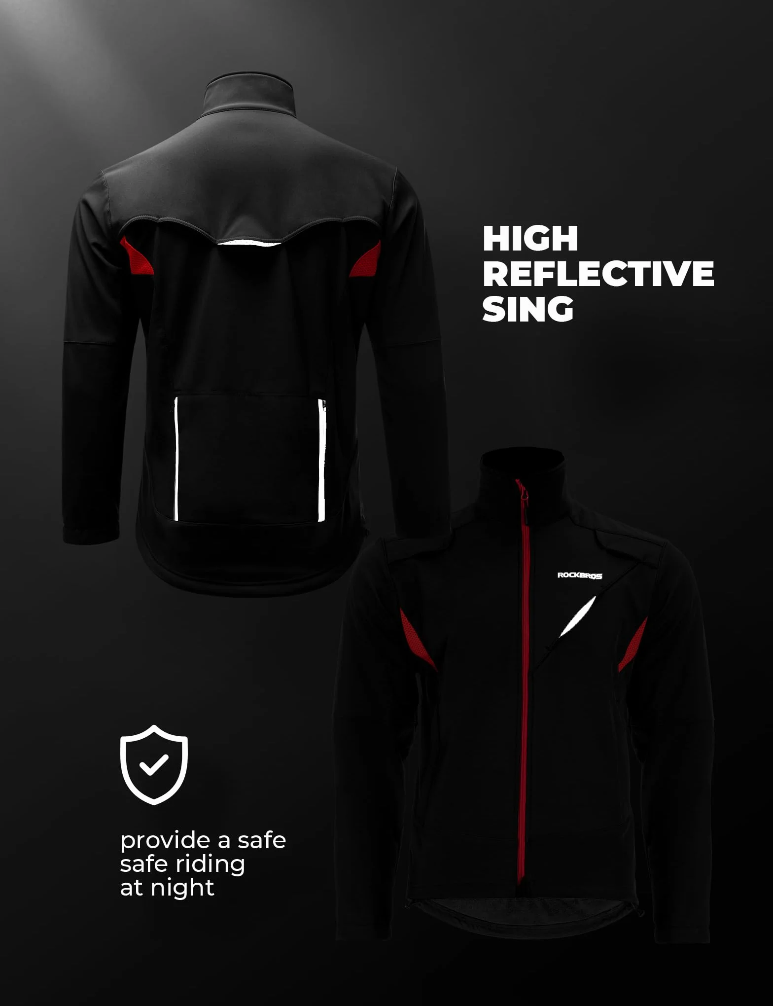 ROCKBROS Długa Kurtka Rowerowa Zimowa Wiatroszczelna Wodoodporna S-4XL