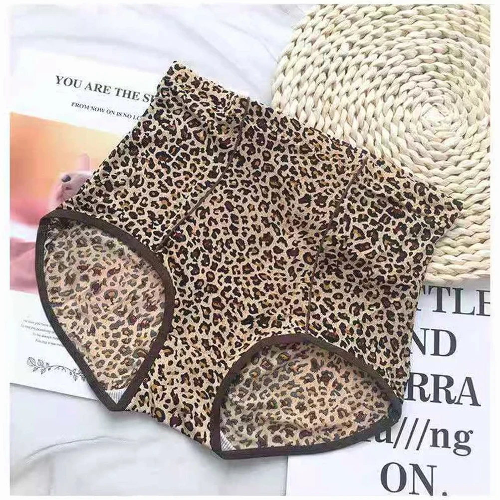 2-pak Leopard Print Majtki Ice Silk Comfort Bokserki Seksowne bezszwowe majtki z wysokim stanem