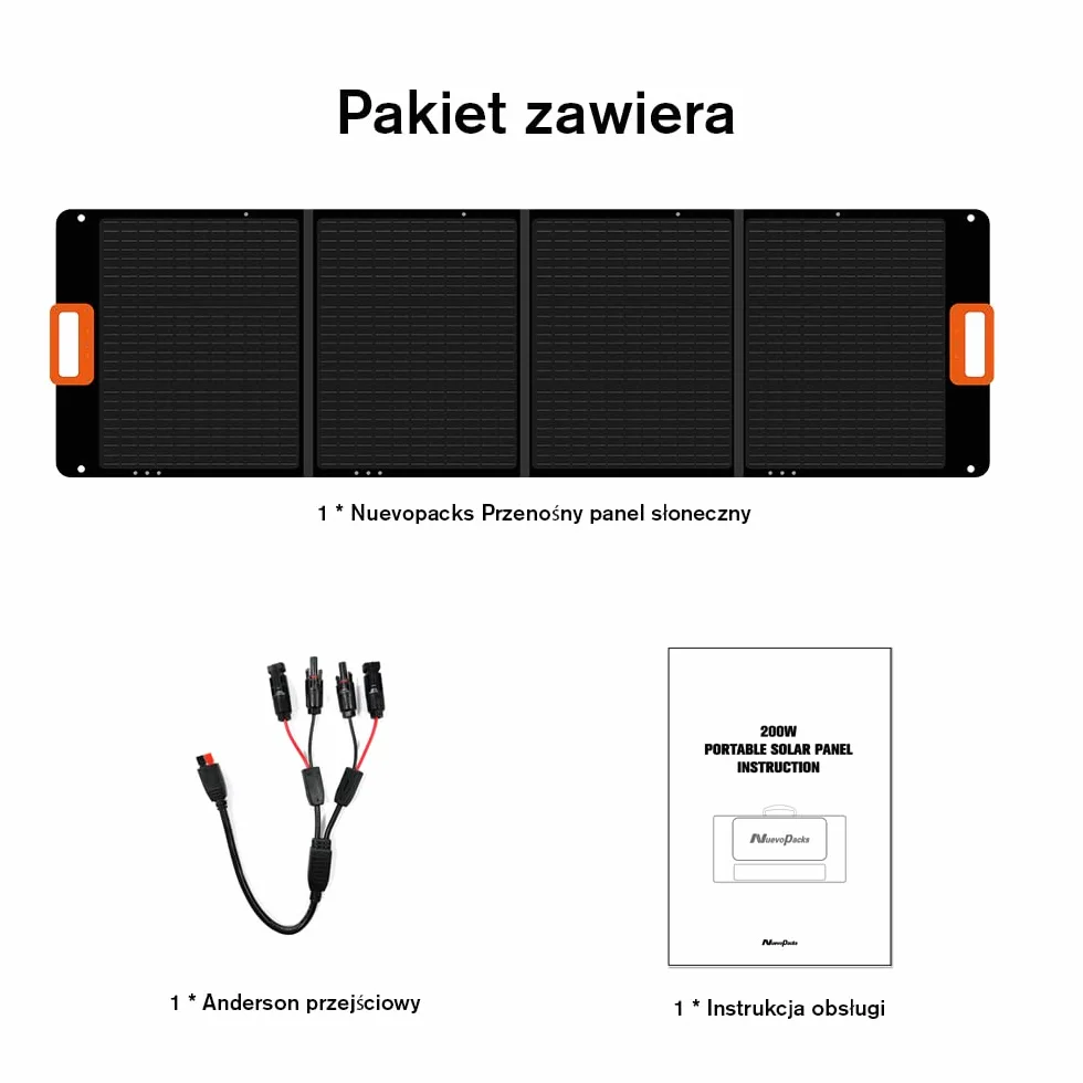Składany Panel Słoneczny do Przenośnej Stacji Zasilania Nuevopacks 1200W/2000W I Vaetuka 1200W/2000W Ladowarka Słoneczna,Generator Słoneczny Zewnętrzny 200 W/36V na Kemping