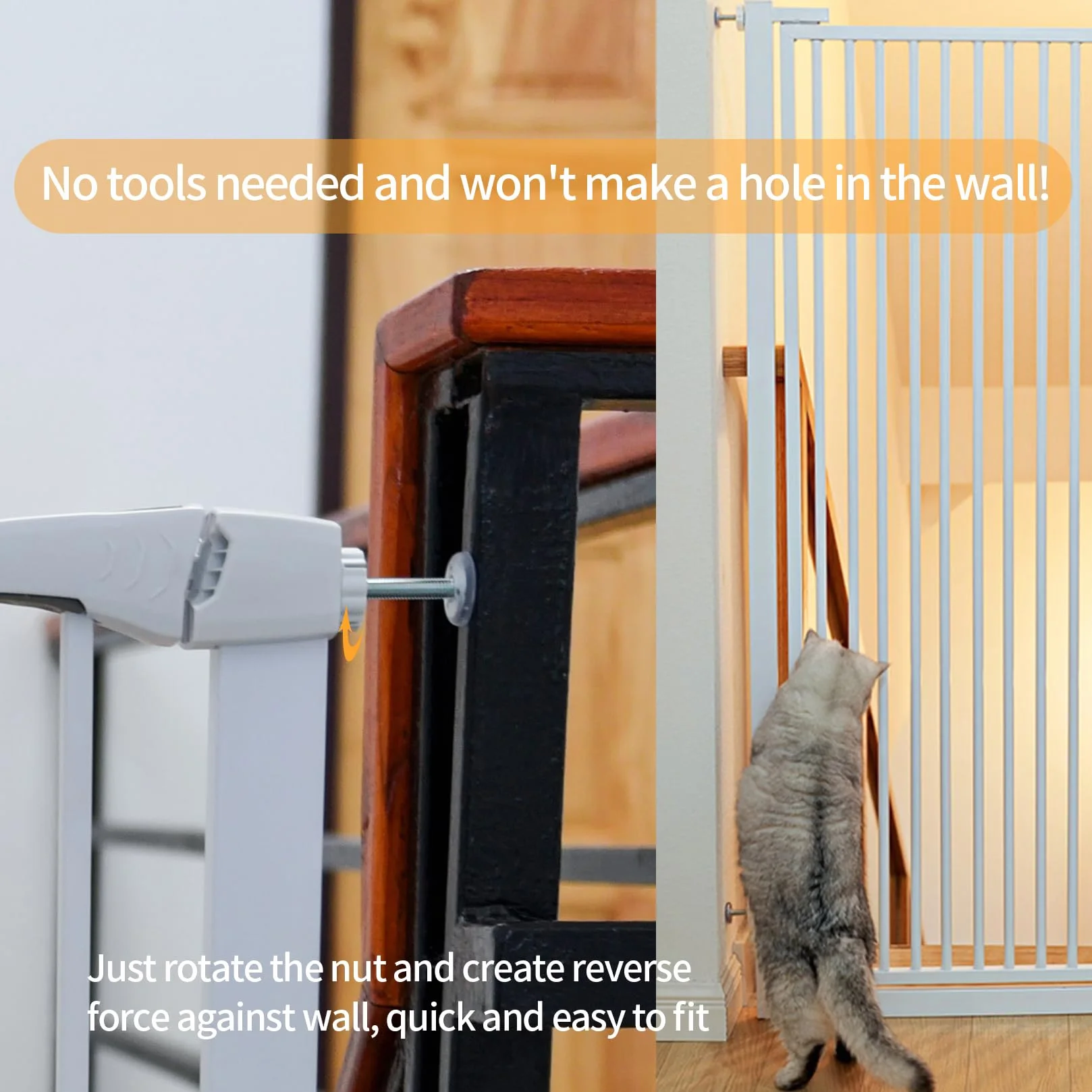 6 sztuk śrub dociskowych do bramki dla dzieci, bramki dla zwierząt domowych, siatka wrzeciona M10, pręty gwintowane, śruby, do kratki schodowej dla zwierząt domowych (srebrna, M10 x 80 mm)