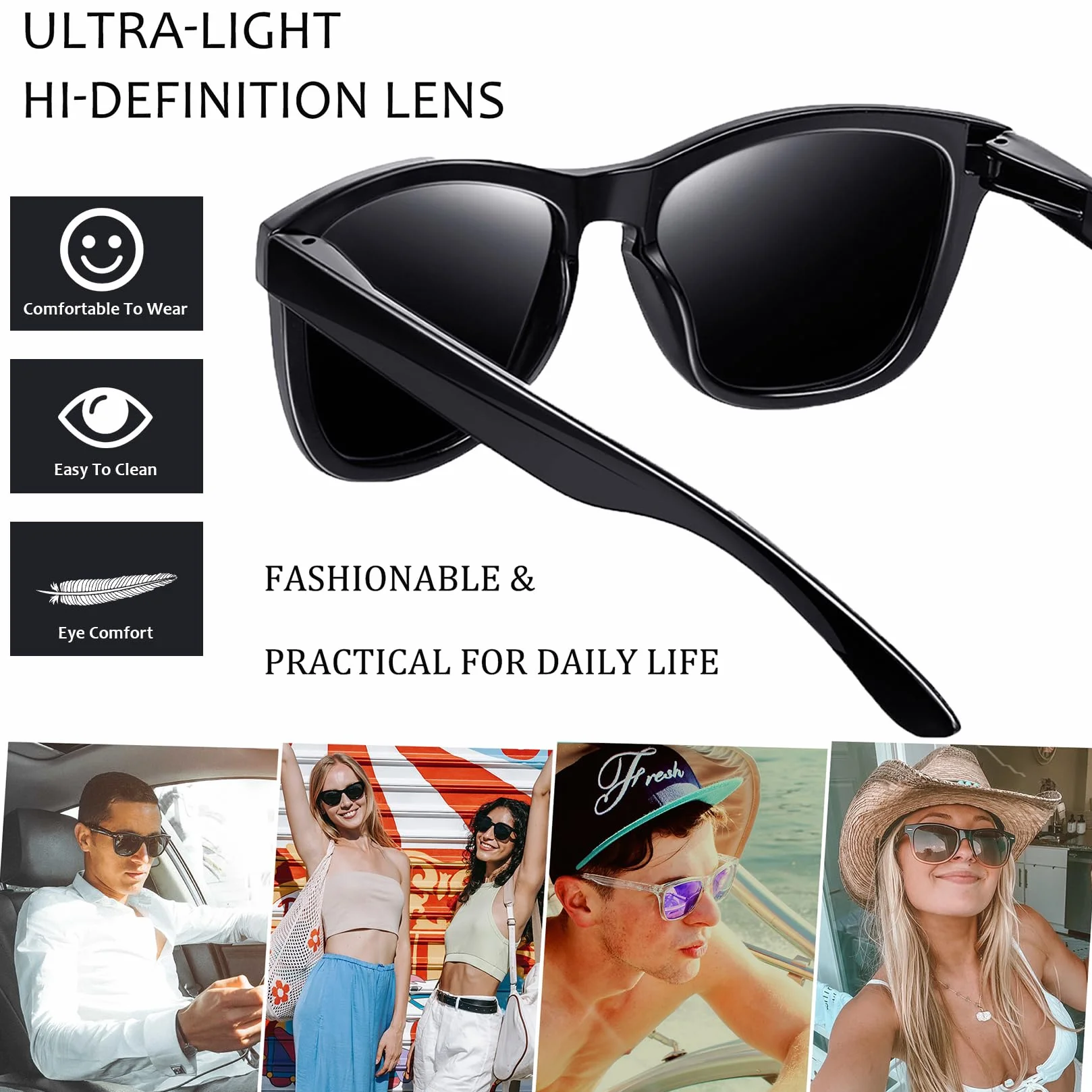 Joopin Polaryzowane okulary przeciwsłoneczne UV Unisex Retro do jazdy