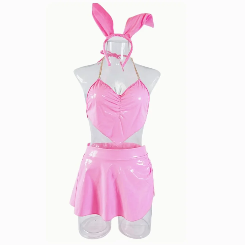 Damski kostium cosplay, urocze szelki, seksowny kostium królika, lateksowe sukienki, kostium na Halloween