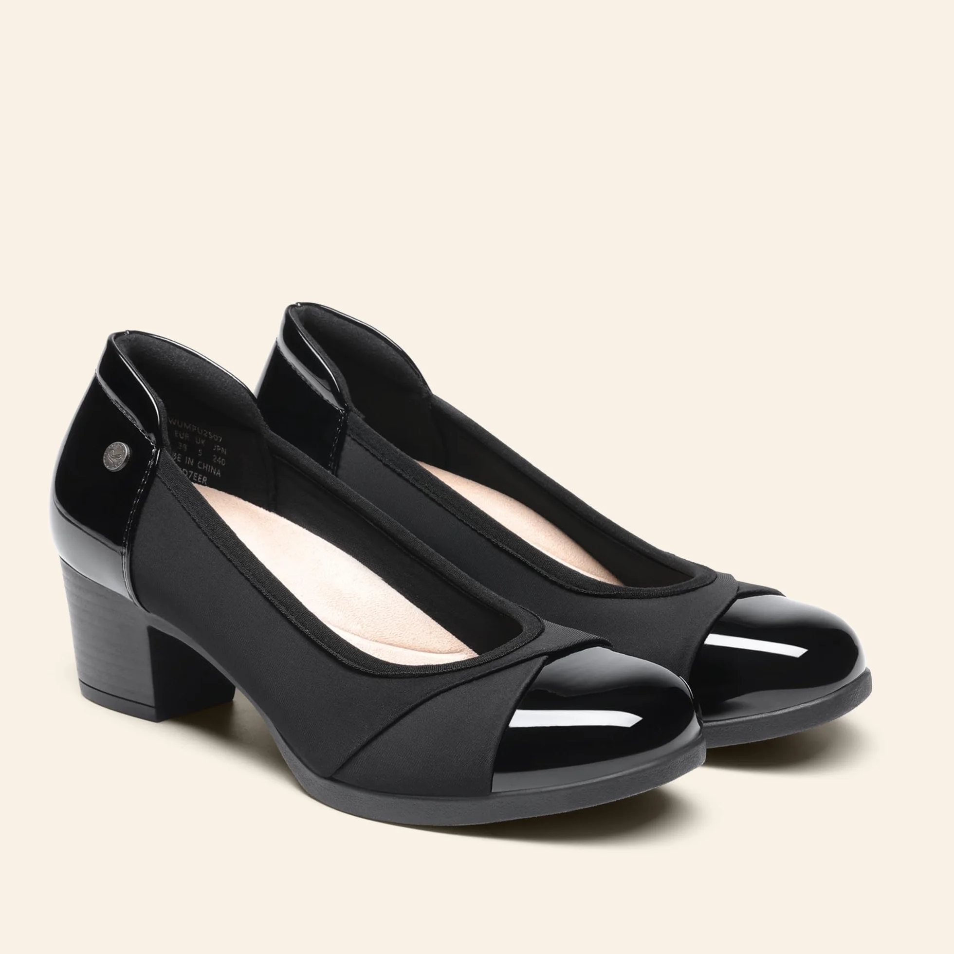 DREAM PAIRS Damskie czółenka niskie grube bloki zamknięte palce buty robocze wygodne obcasy okrągły nosek sukienka