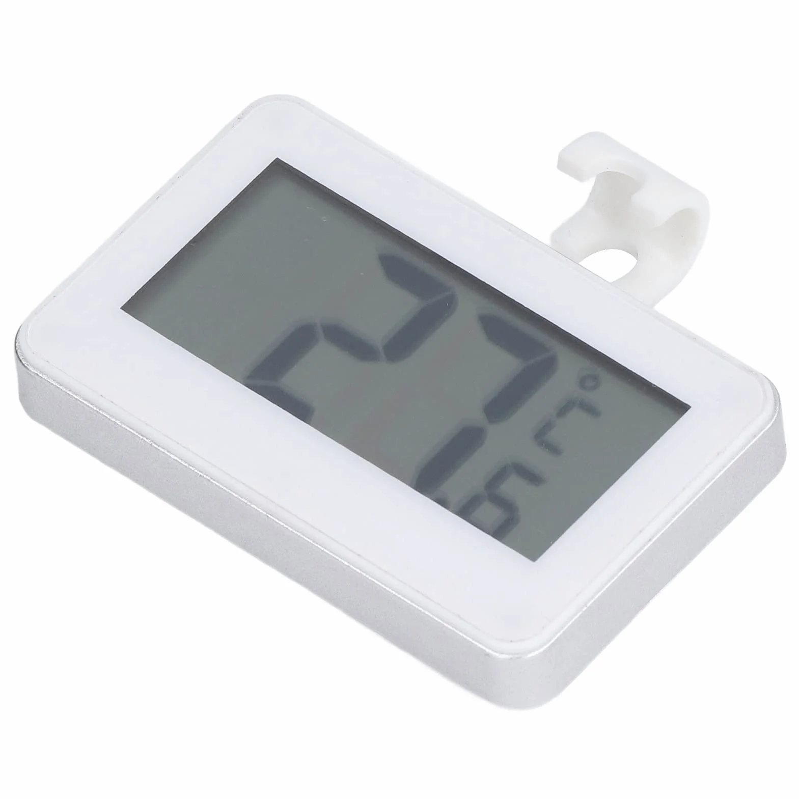 Mini Cyfrowy Termometr z Wbudowaną Baterią, Wyświetlacz LCD, Zakres -20°C do 60°C, Montaż Magnetyczny lub Hak, do Użytku Wewnętrznego i Zewnętrznego, 62x67x12mm