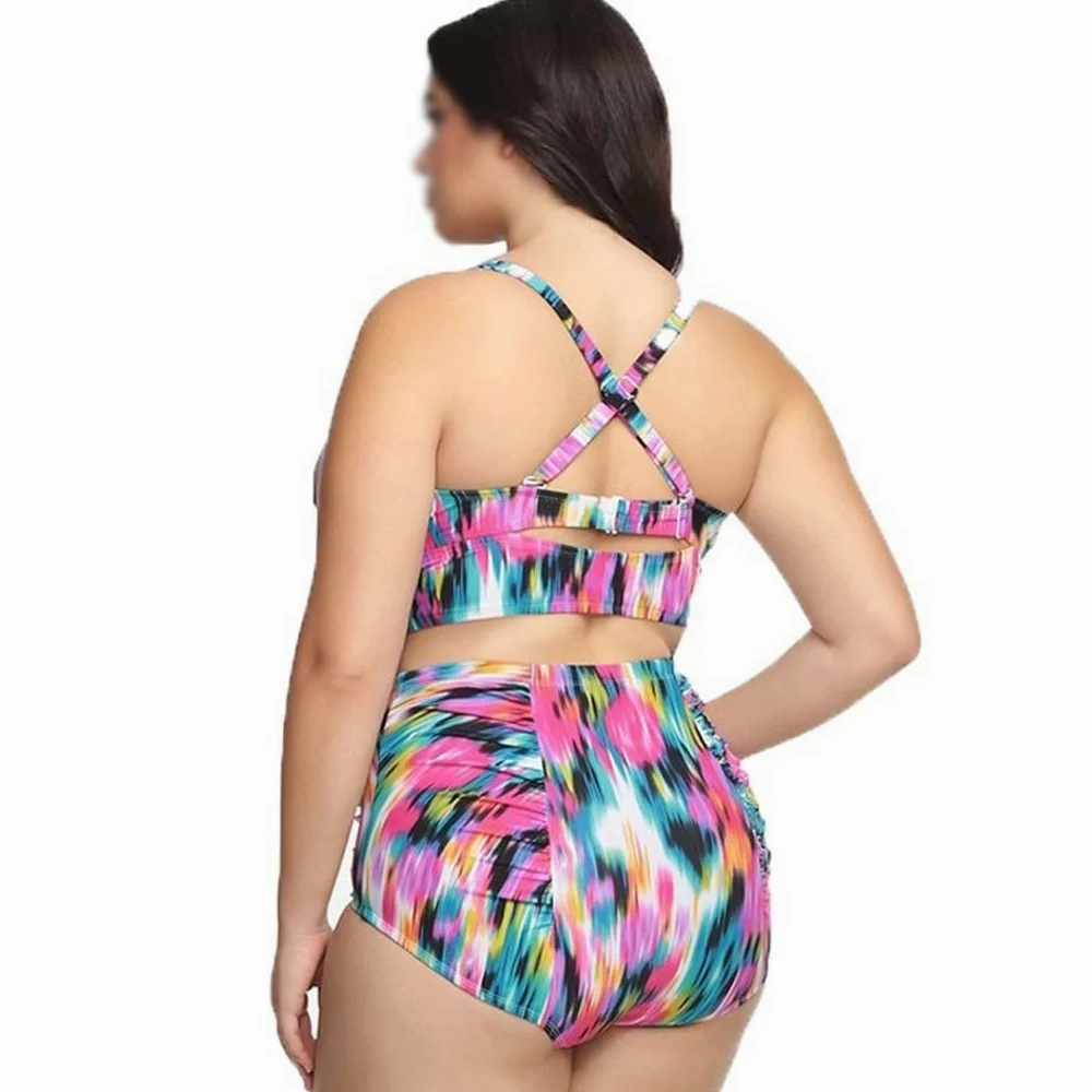 Drukuj Duże stroje kąpielowe Damskie bikini Plus Size Stroje kąpielowe Kostiumy plażowe Zestaw bikini Damski strój kąpielowy (kolor: A, rozmiar: kod L) (kod A XX3XL)