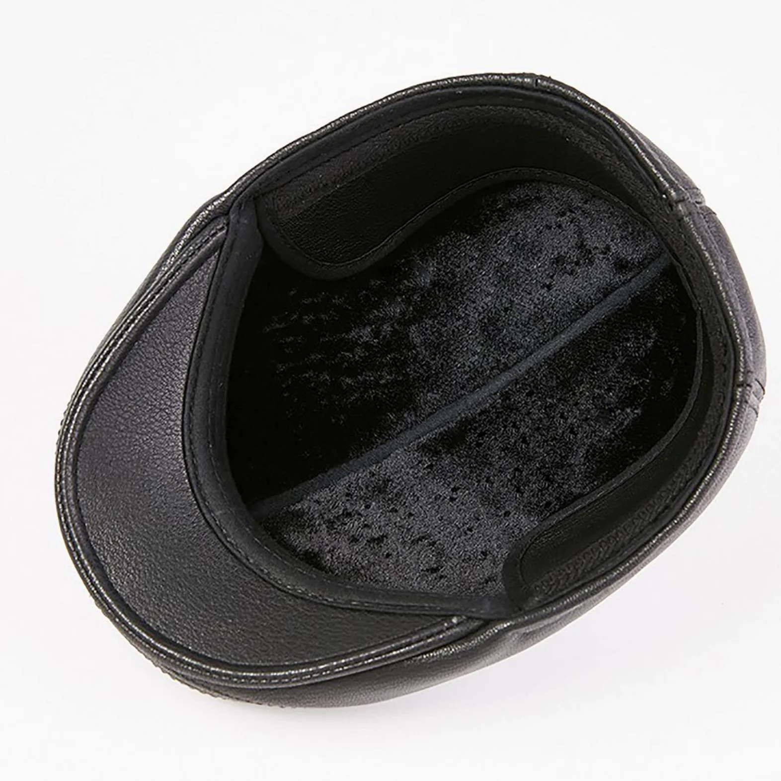 Czapki zimowe, męska skórzana czapka beret vintage czapka golfowa czapka płaska czapka gazeciarza jesień zima(Black-55-56cm)