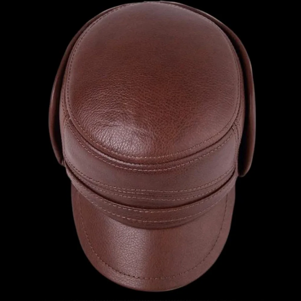 Czapka zimowa męska skórzana czapka typu bomber z owczej skóry z nausznikami, czarna, ciepła, gruba, narciarska, śnieżna, wiatroszczelna, męska czapka (srebrna XL (57),srebrna-XL (57 (3 sztuki)