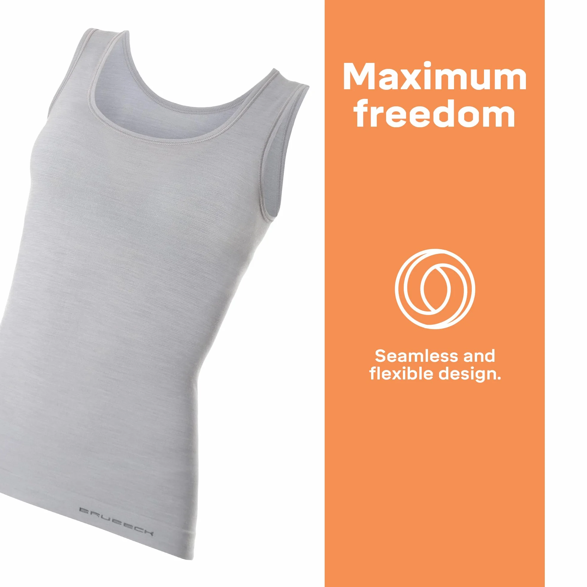 BRUBECK Damski tank top | bez rękawów | oddychający | sportowy | podkoszulek funkcyjny | górna część | 41% wełna z merynosów | TA10170