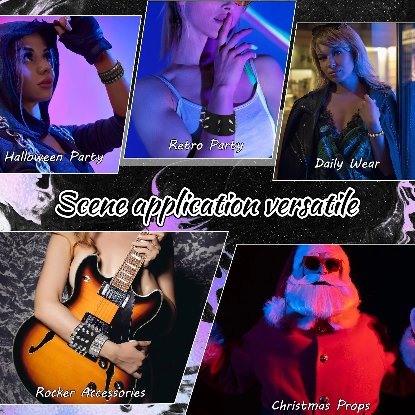 Skórzane bransoletki z kolcami punkowe gotyckie dla mężczyzn i kobiet na koncert rockowy Halloween