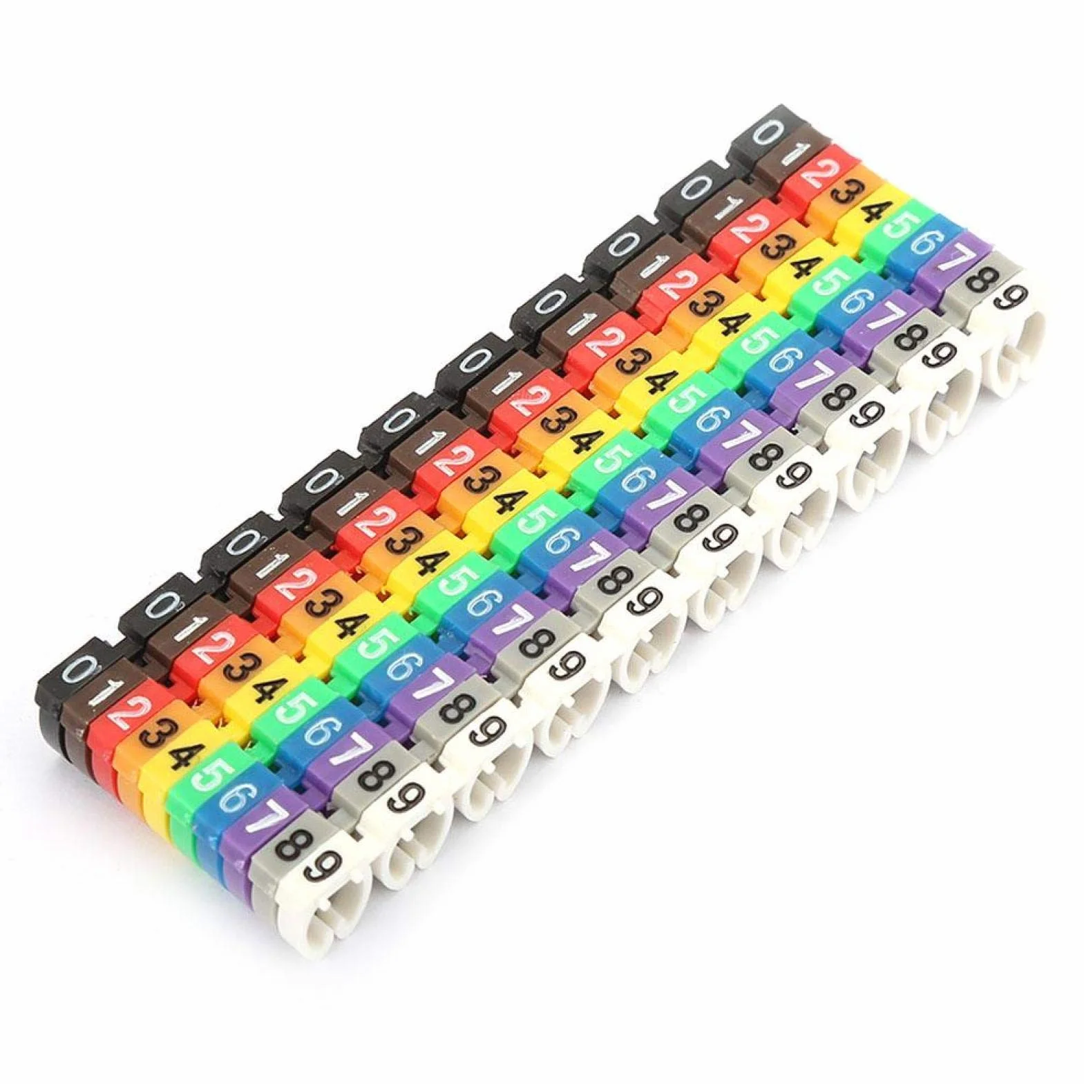 Numer przewodu, Cyfrowa rurka numerowa, Rurka etykiety numeru przewodu, Zestaw znaczników kabli do znaczników kabli (100 szt. KCM-6MM)