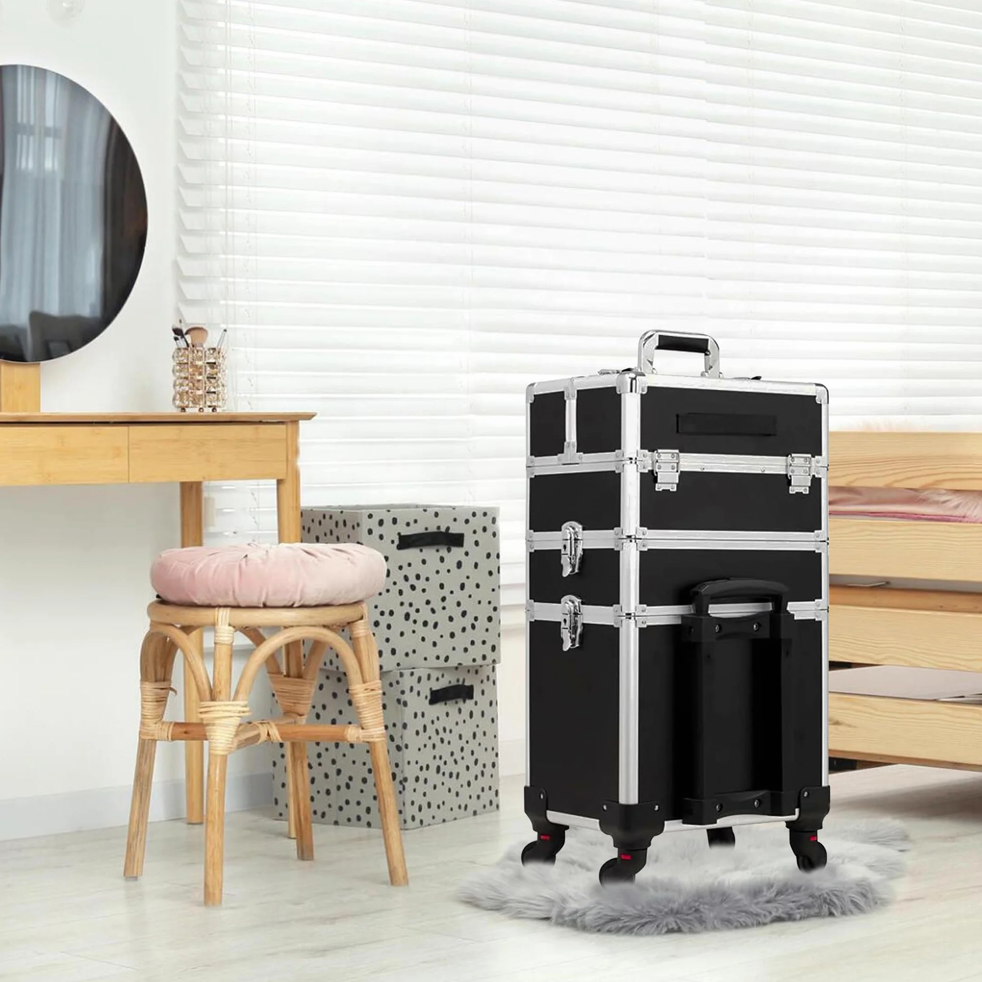 Make Up Trolley 106 x 36 x 24 cm - Kosmetyczka - Walizka fryzjerska - Beauty Case - Zestaw do makijażu - Czarny