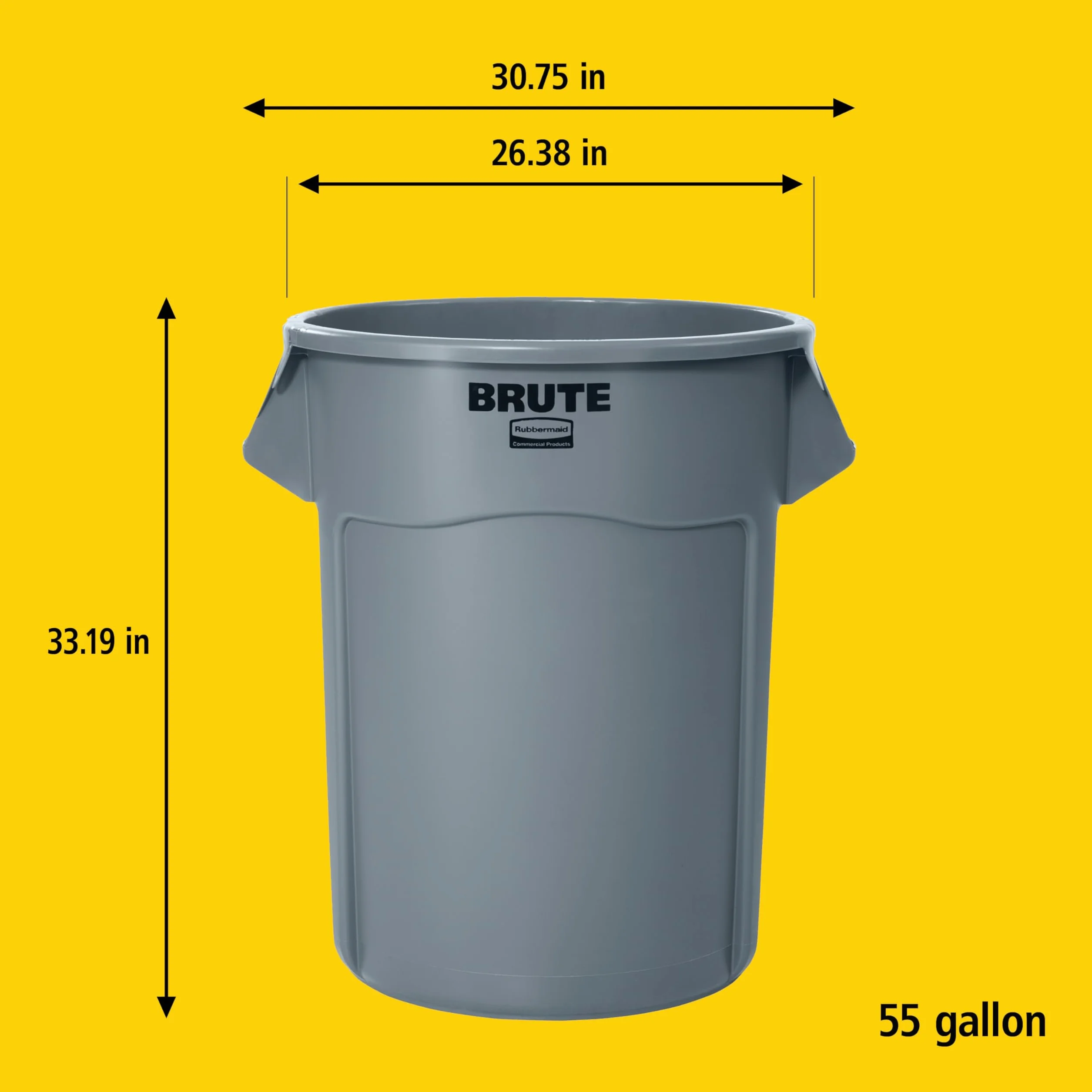 Rubbermaid Commercial Products Brute Round Container 208.2 L - Grey