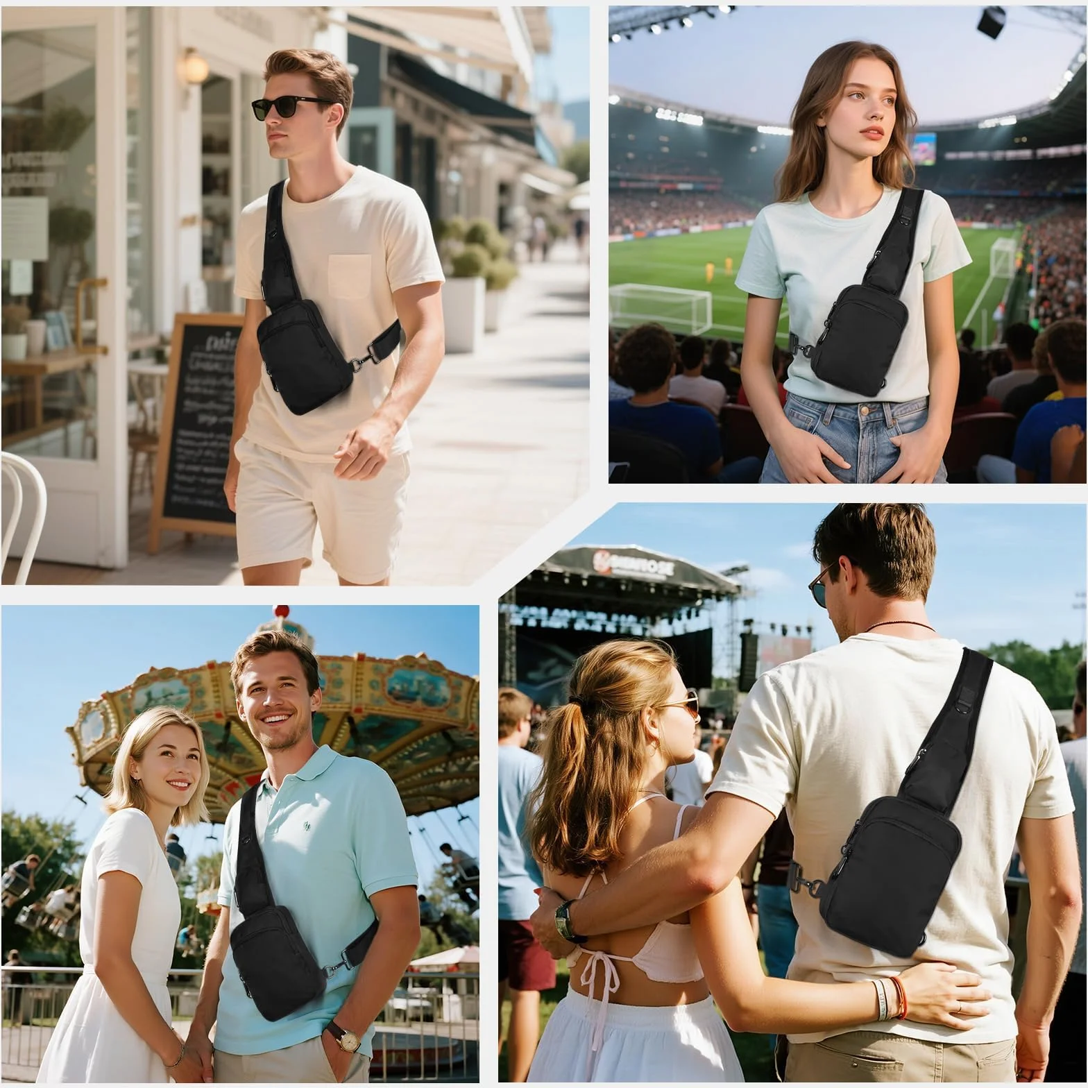 BROADREAM Antykradzieżowa torba na ramię Sling Crossbody Bag z blokadą RFID