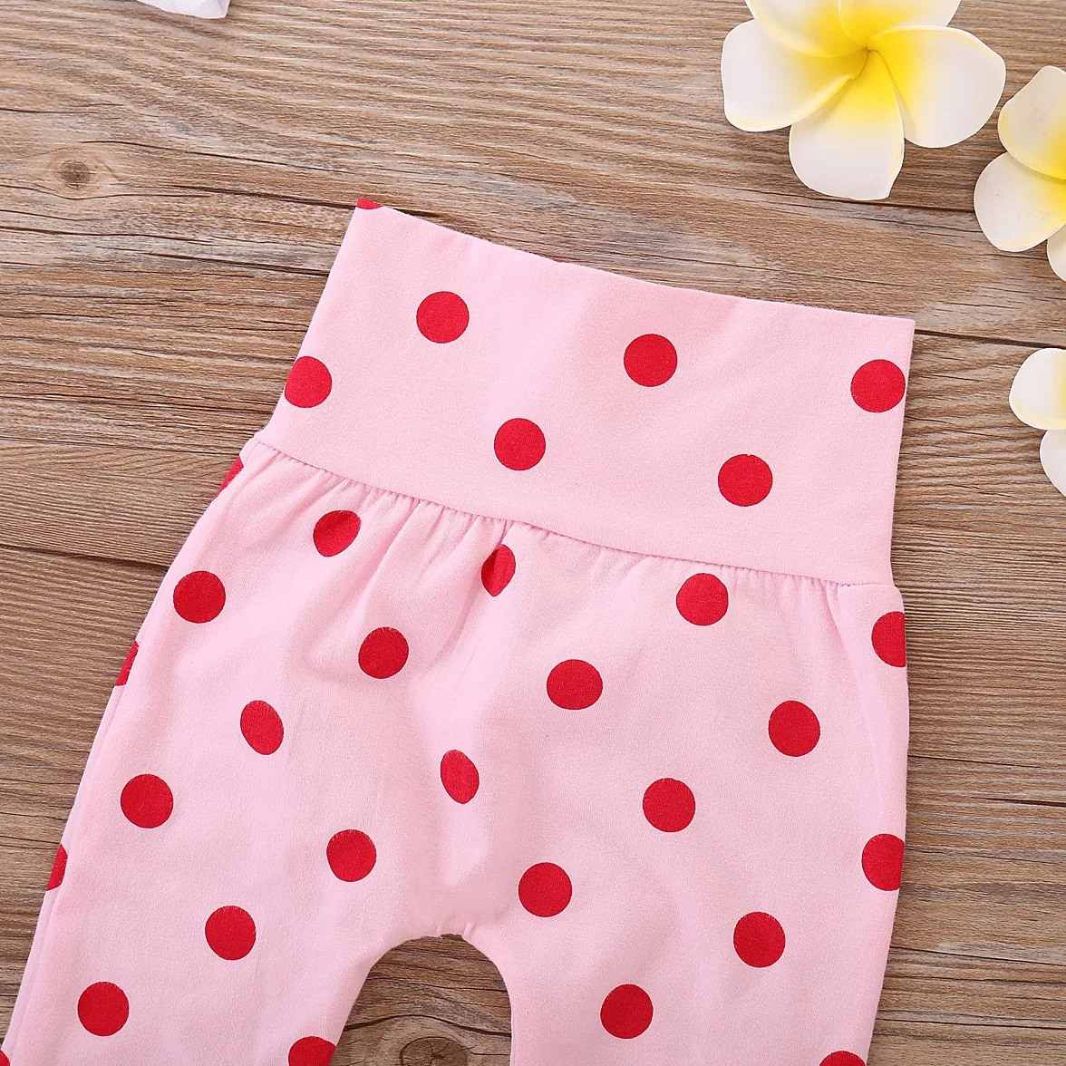cute newborn baby girl ubrania żyrafa top + pudrowe spodnie w kropki + kapelusz zestaw odzieży dziennej