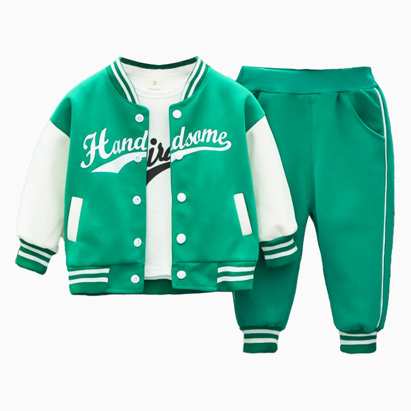 Zestaw odzieży sportowej dla niemowląt, dla chłopców, dres treningowy, baseball, bluza + koszulka z długim rękawem + spodnie, dres sportowy, strój do joggingu, streetwear