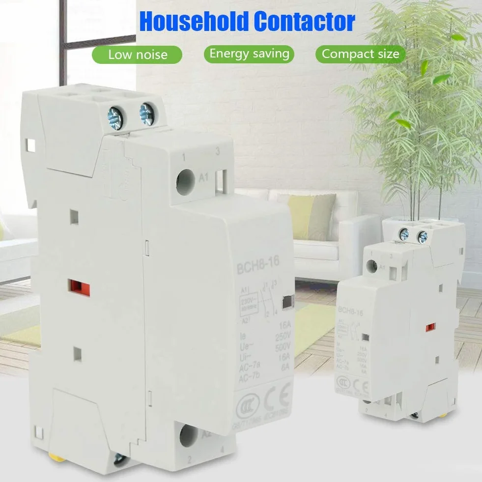 2P 16A 220V/230V HZ DIN Rail Stycznik domowy AC uniwersalny, normalnie otwarty uchwyt na szynę DIN
