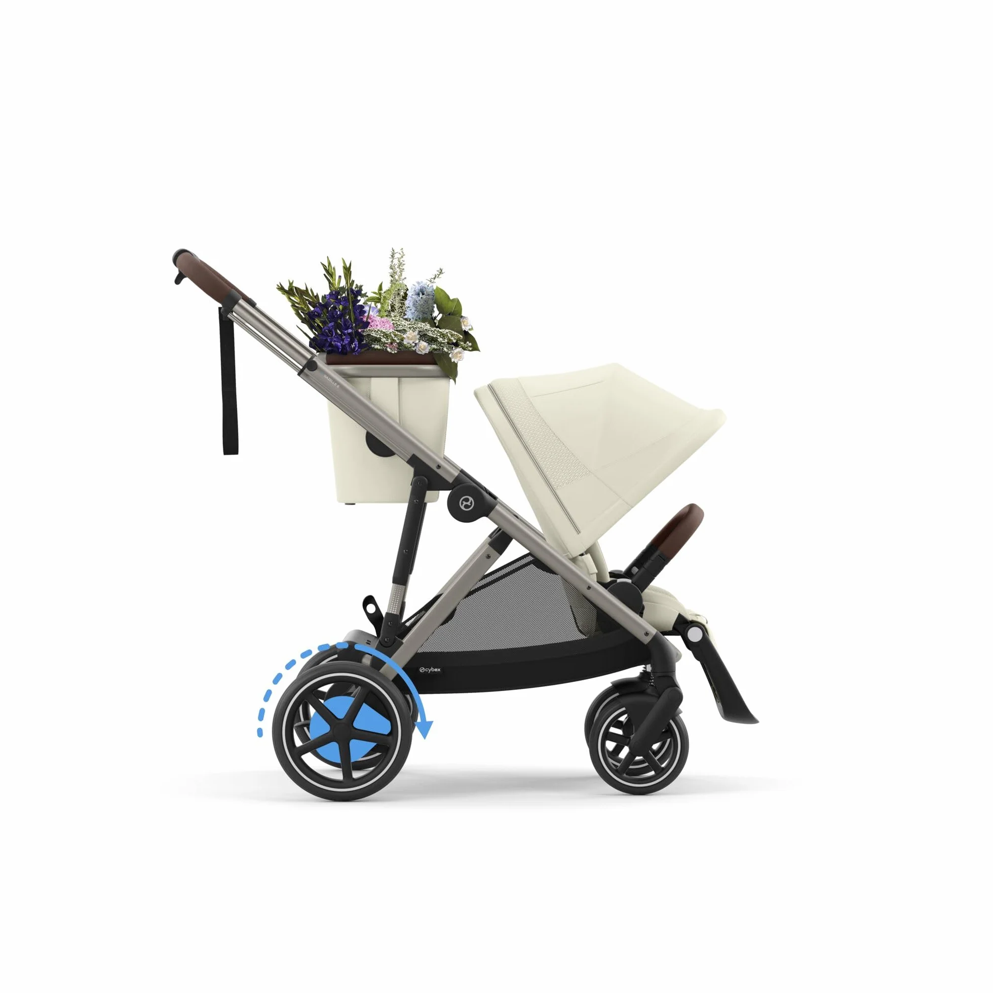 CYBEX Gold wózek e-GAZELLE S, od urodzenia do ok. 4 lat, max. 22 kg (tryb pojedynczy) / 2x 22 kg (tryb duo), system all-in-1 z napędem elektrycznym i konfiguracjami 20+, Seashell Beige