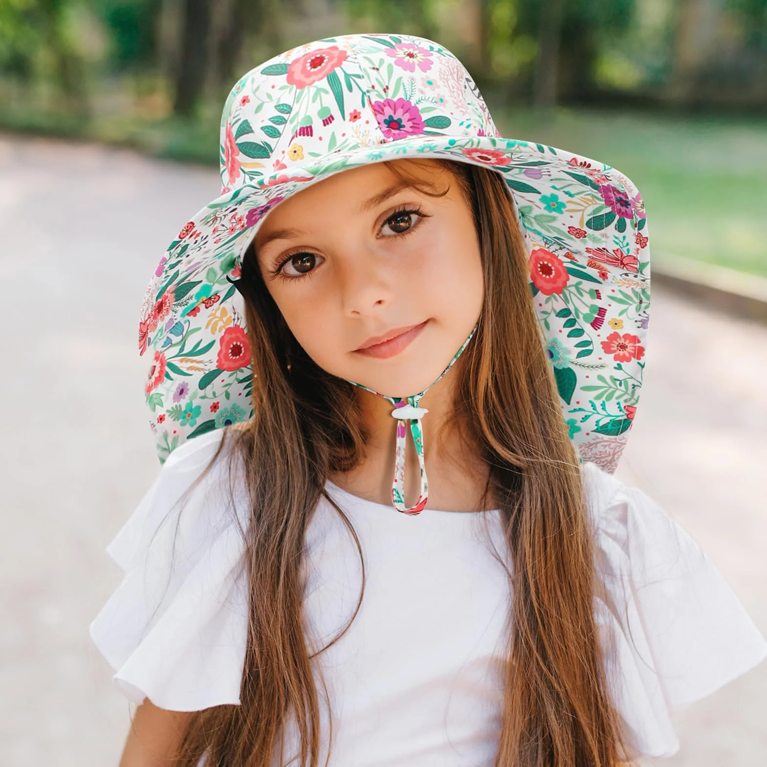 MASOCIO 2 szt. Dziecięcy kapelusz przeciwsłoneczny maluch letnie czapki osłona szyi z regulowanym sznurkiem na głowę i paskiem na podbródek dla dzieci w wieku 6 miesięcy - 6 lat