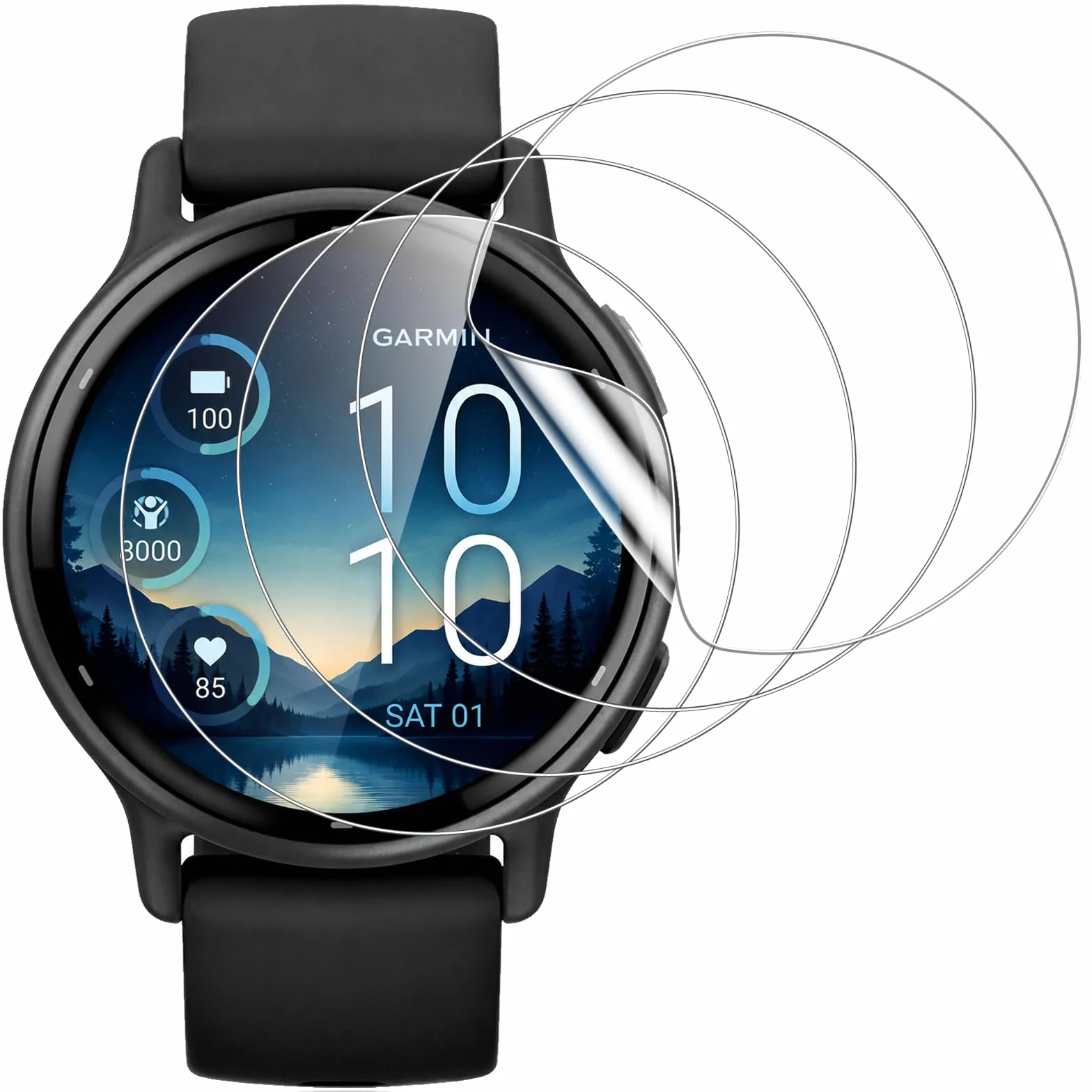 Pnakqil 4-częściowy ochraniacz ekranu do Garmin Vivoactive 5/6 - samoregenerujący się elastyczny ochraniacz TPU, przezroczysty HD [bez pęcherzyków] ochraniacz, odporny na zarysowania, pełna ochrona
