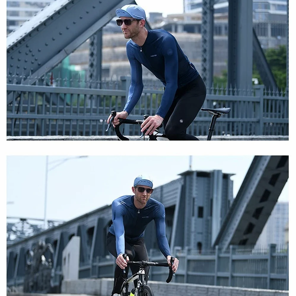 Męska odzież kolarska Jezyka jazda na rowerze Męska koszulka wyścigowa Oddychająca z długim rękawem MTB odzież rowerowa Koszula rowerowa, Gradient Stripes Design Męskie koszulki kolarskie(Zwart,M)