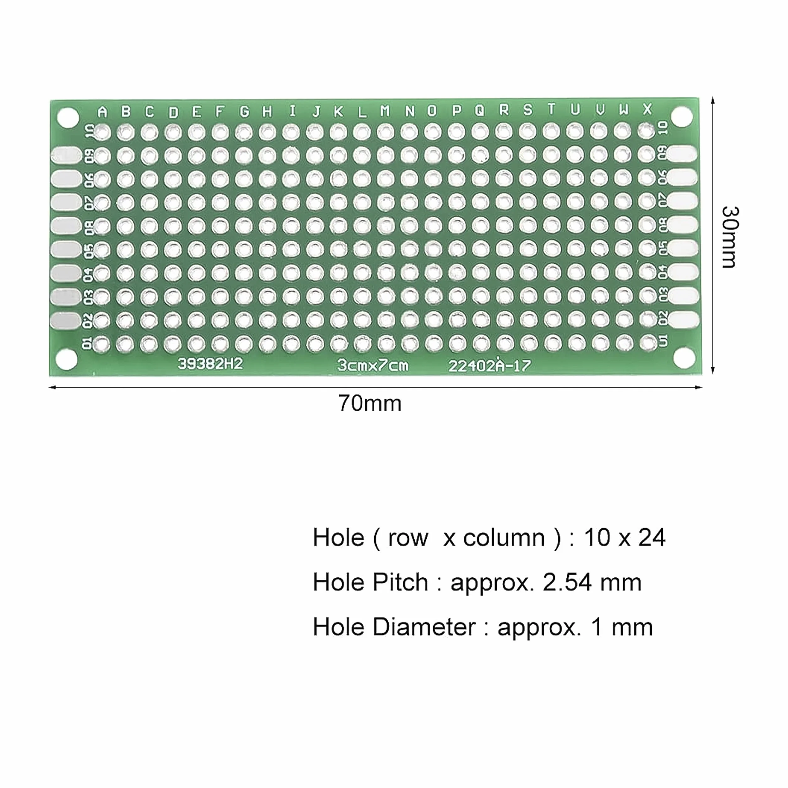 10X PCB Board 3 x 7 cm Elektroniczny Trening Model Stojak Elementy Malina Płytka drukowana
