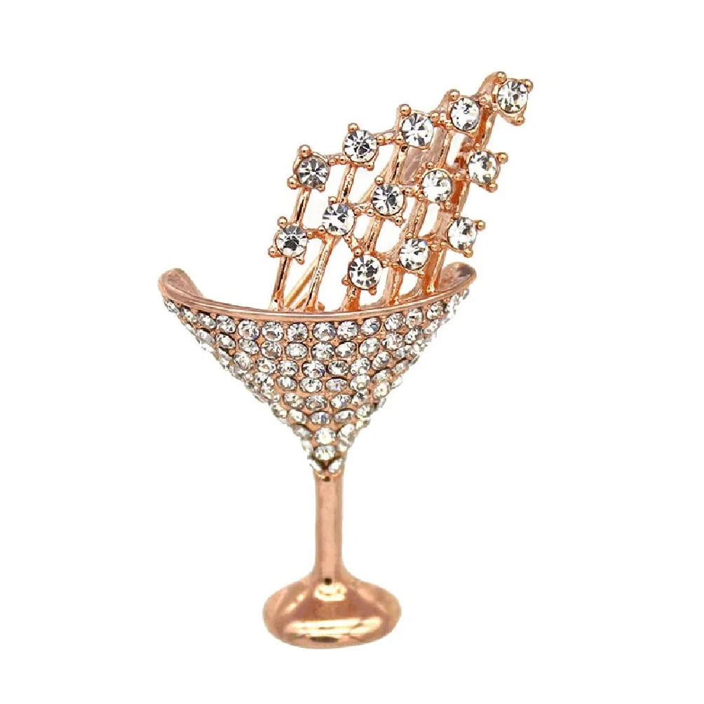 Broszka z kieliszka do wina ze stopu żeńskiego z diamentowymi szpilkami do stanika (kolor: D, rozmiar: 4,8 * 3,3 cm) (Argento 4,8 * 3,3 cm) (Argento 4,8 * 3,3 cm)