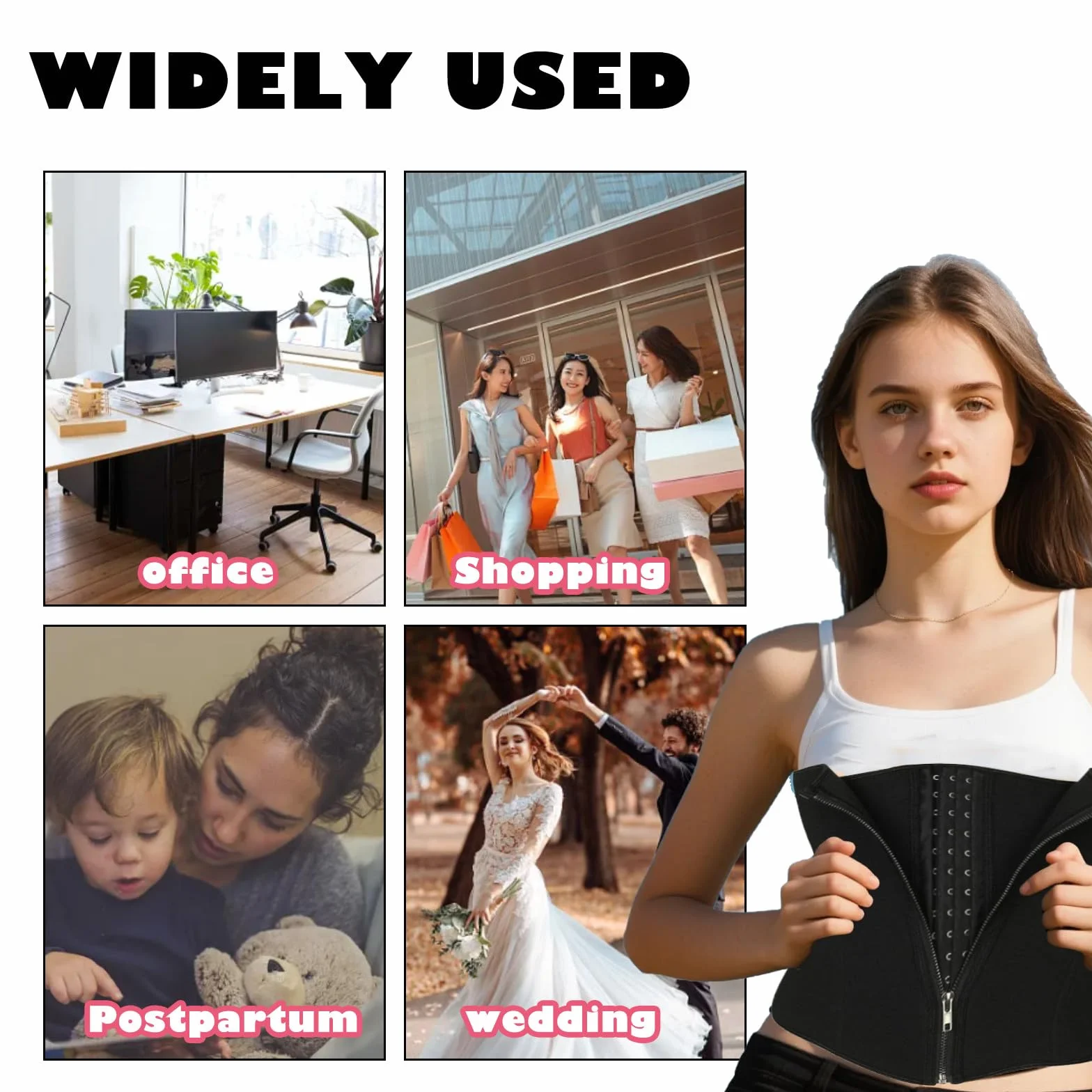 Gorset do modelowania talii, damski gorset pod biustem, pas modelujący do pocenia dla kobiet, modelujący sylwetkę z podparciem pleców, regulowane zapięcie na haczyki i oczka, pas modelujący brzuch do