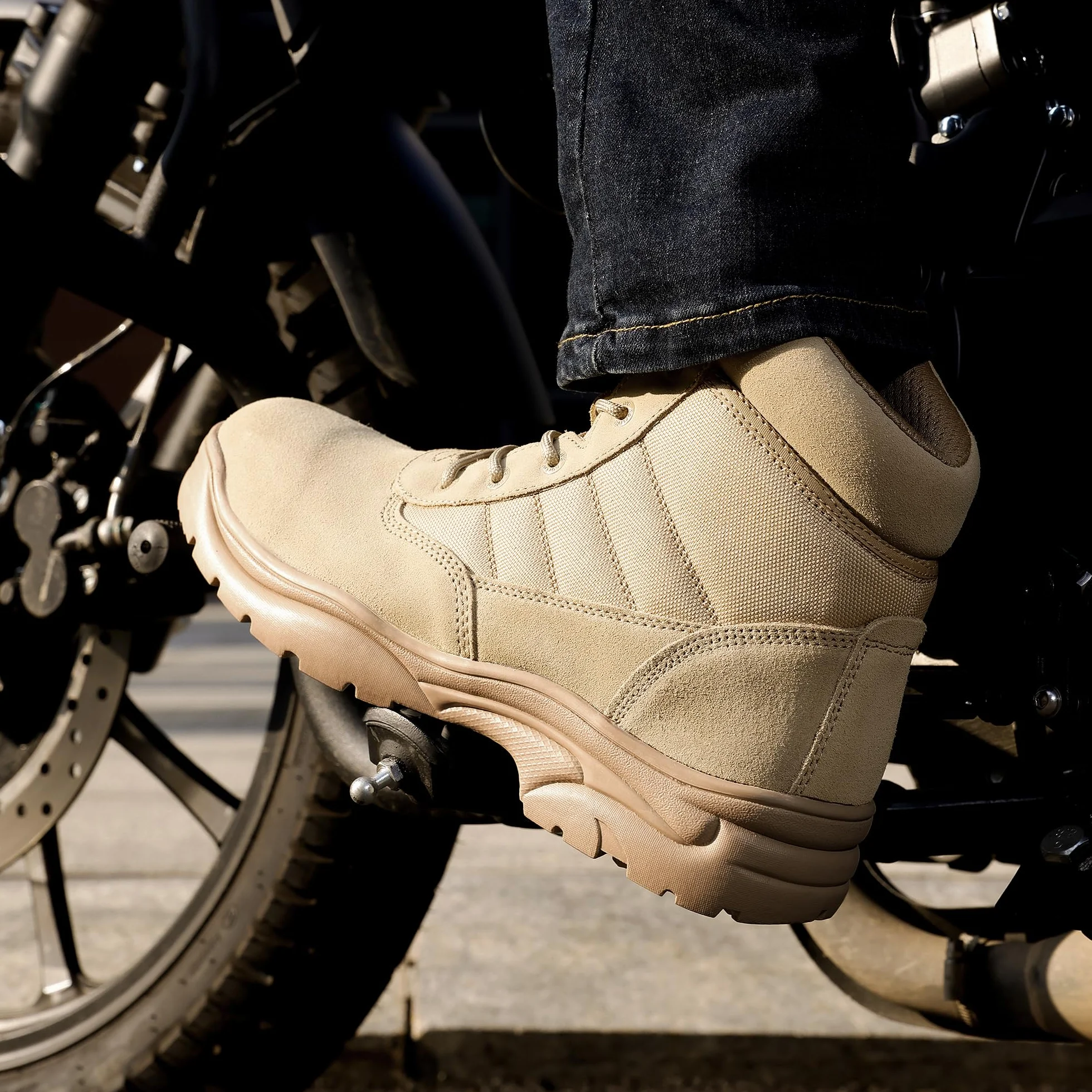 NORTIV 8 Męskie wodoodporne taktyczne buty robocze skórzane 15 cm