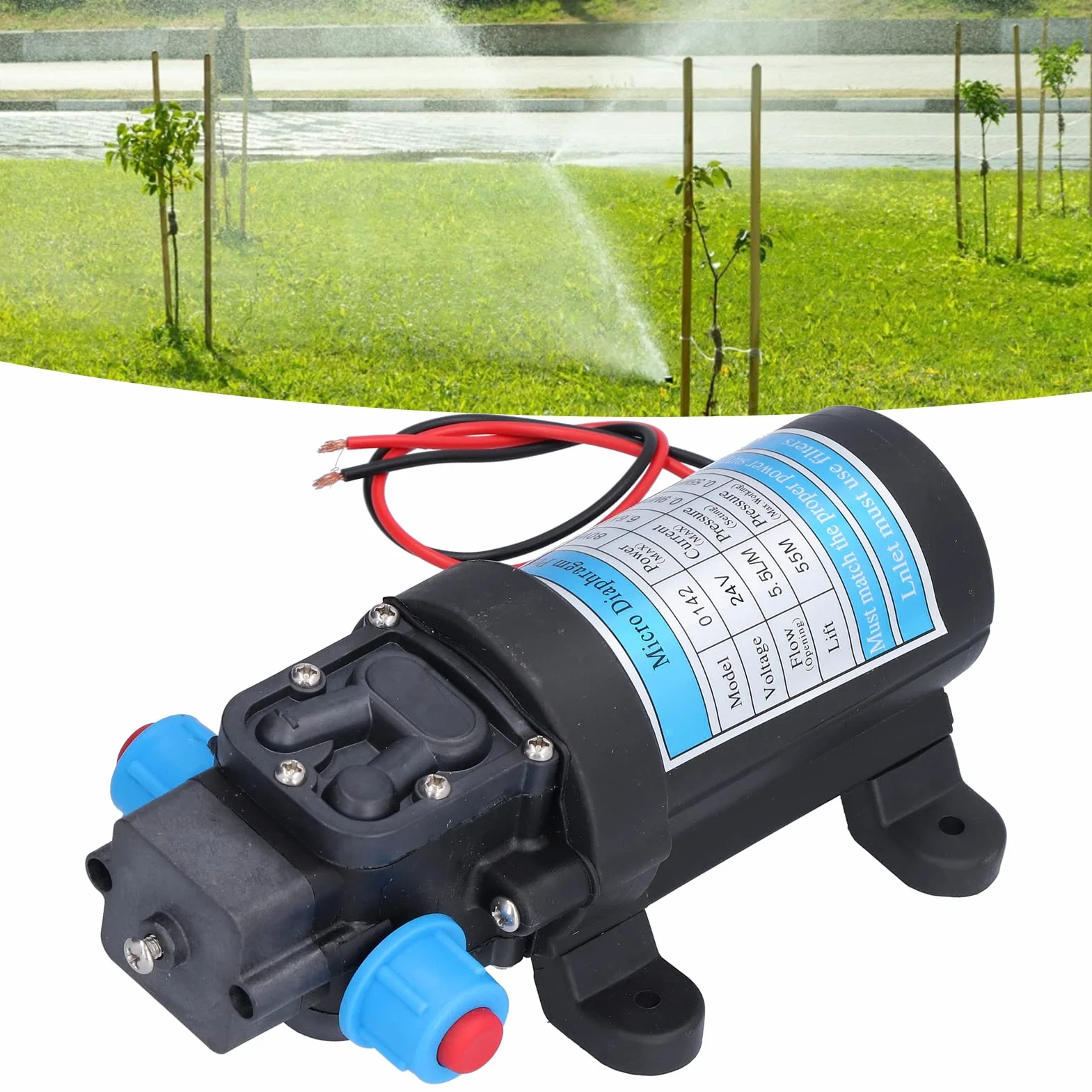 Pompa Mikromembranowa 5,5 L/min, Samozasysająca Wysokociśnieniowa Pompa Membranowa DC, Ciśnieniowa Pompa Membranowa świeżej Wody(24V)