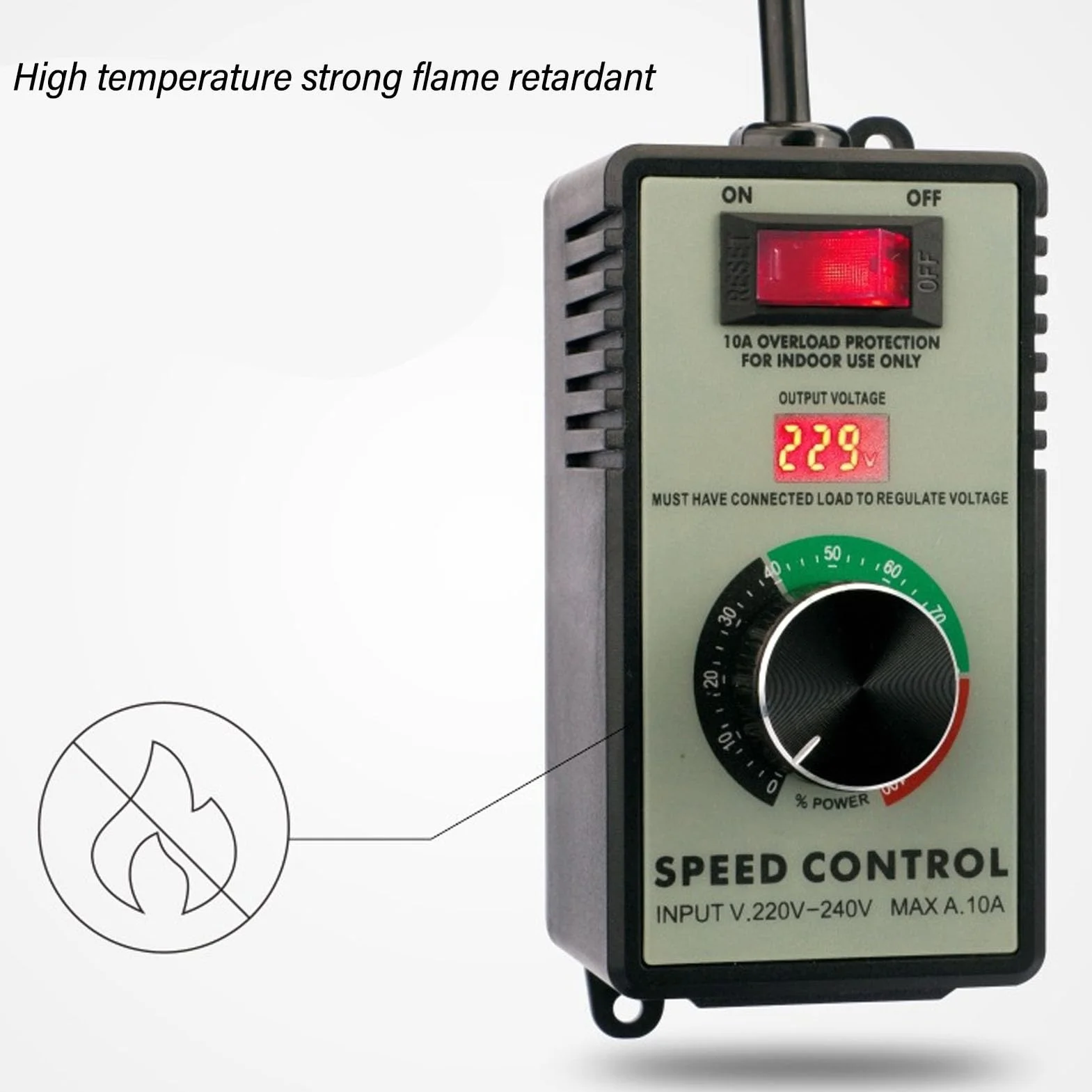 Regulator Prędkości Silnika AC 4000 W Materiał ABS Elektroniczny Regulator Napięcia 220-240 V do 0-220 V 10 A Reostat Regulator Zmiennej Prędkości Bezstopniowa Regulacja Prędkości