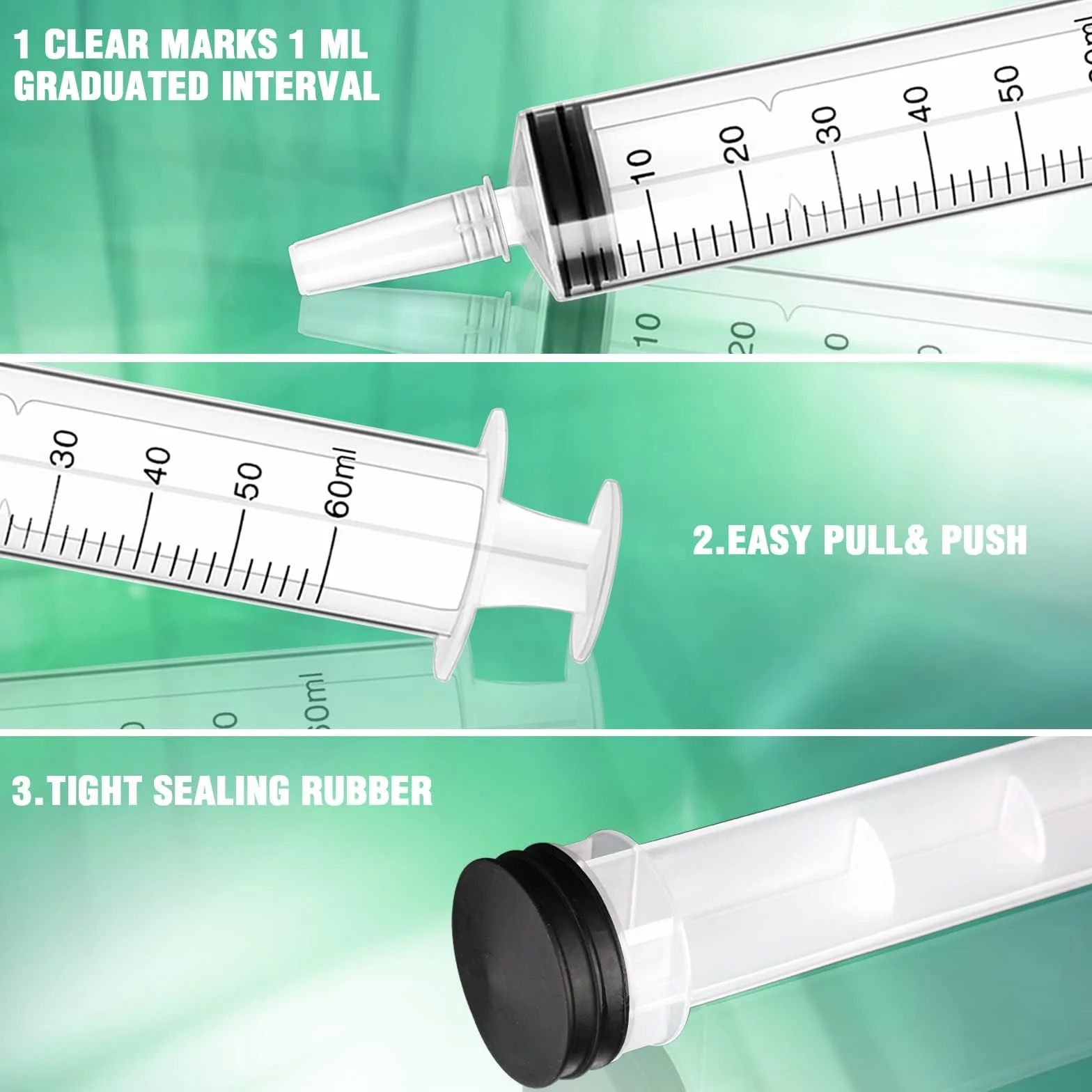 5 sztuk strzykawek 60 ml, strzykawki z wężem, plastikowa strzykawka wielokrotnego użytku, bez igły, strzykawka do karmy, pojedynczo sterylnie zapakowana, do karmienia zwierząt domowych