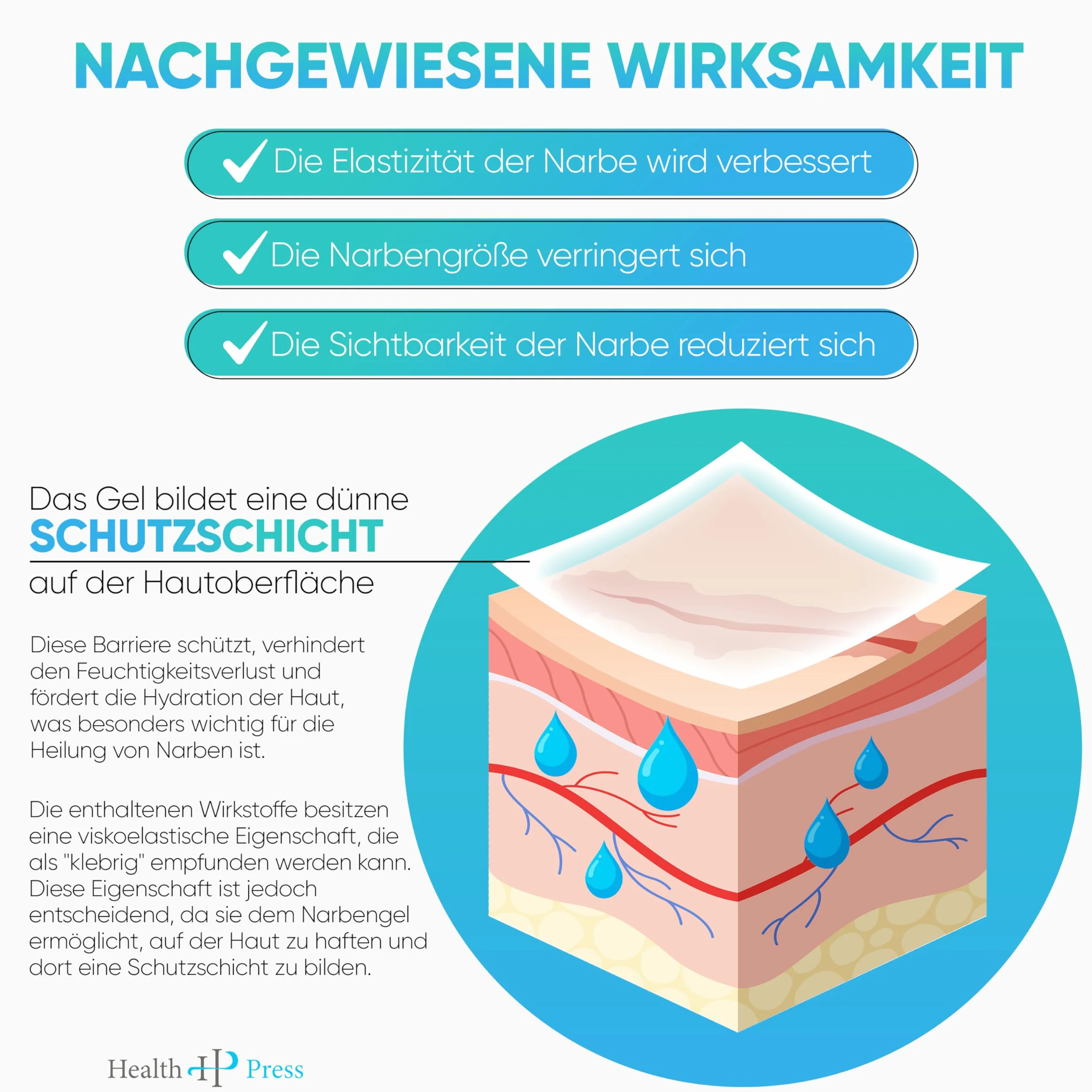 Health Press® Żel na blizny – 20 ml maść na blizny – żel na blizny zmniejsza widoczność blizn – krem na blizny do wszystkich rodzajów blizn – pielęgnacja blizn – krem na blizny dla dorosłych i dzieci