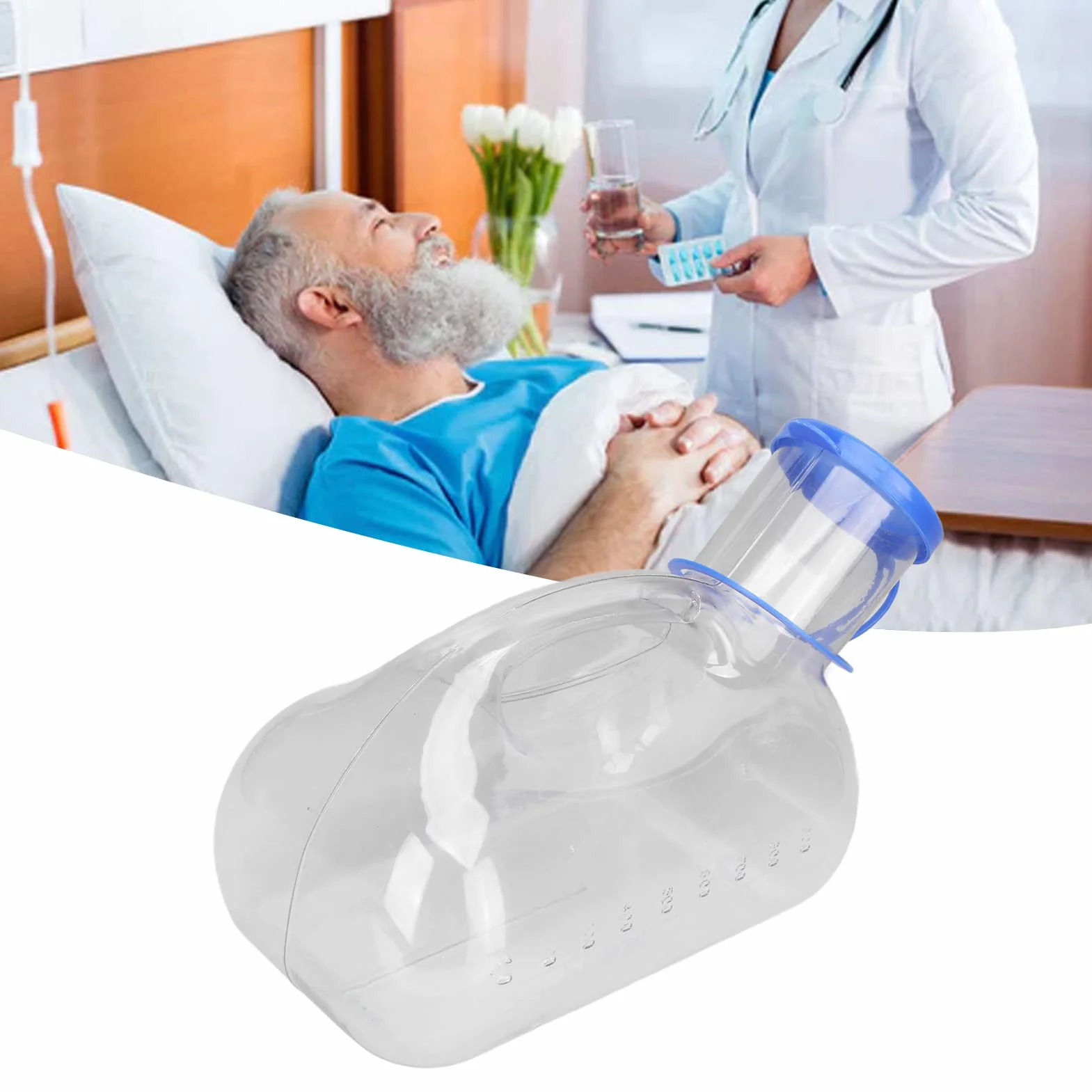 Pisuary dla Mężczyzn Glow Lid By 32oz/1000mL Gruby Plastikowy Męski Bidon z pokrywką Odporna na Zalanie Komora Moczowa Męskie Przenośne Butelki Podróżne Pee