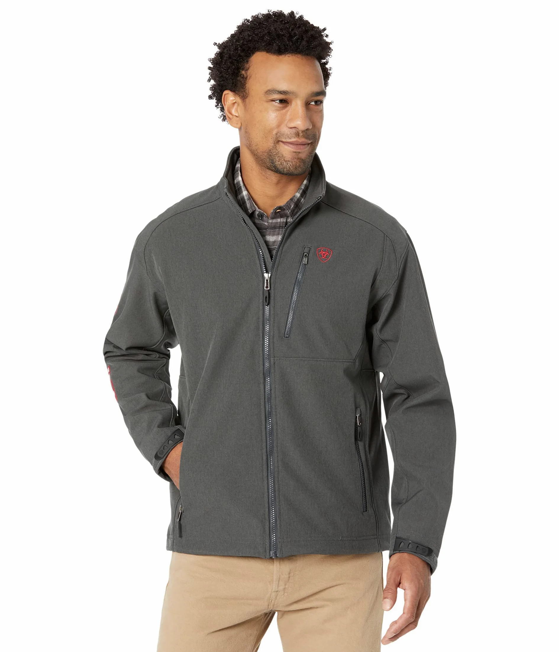 ARIAT Męska kurtka z logo 2.0 Softshell płaszcz, Char/Americana, rozmiar S, Char/Americana, S