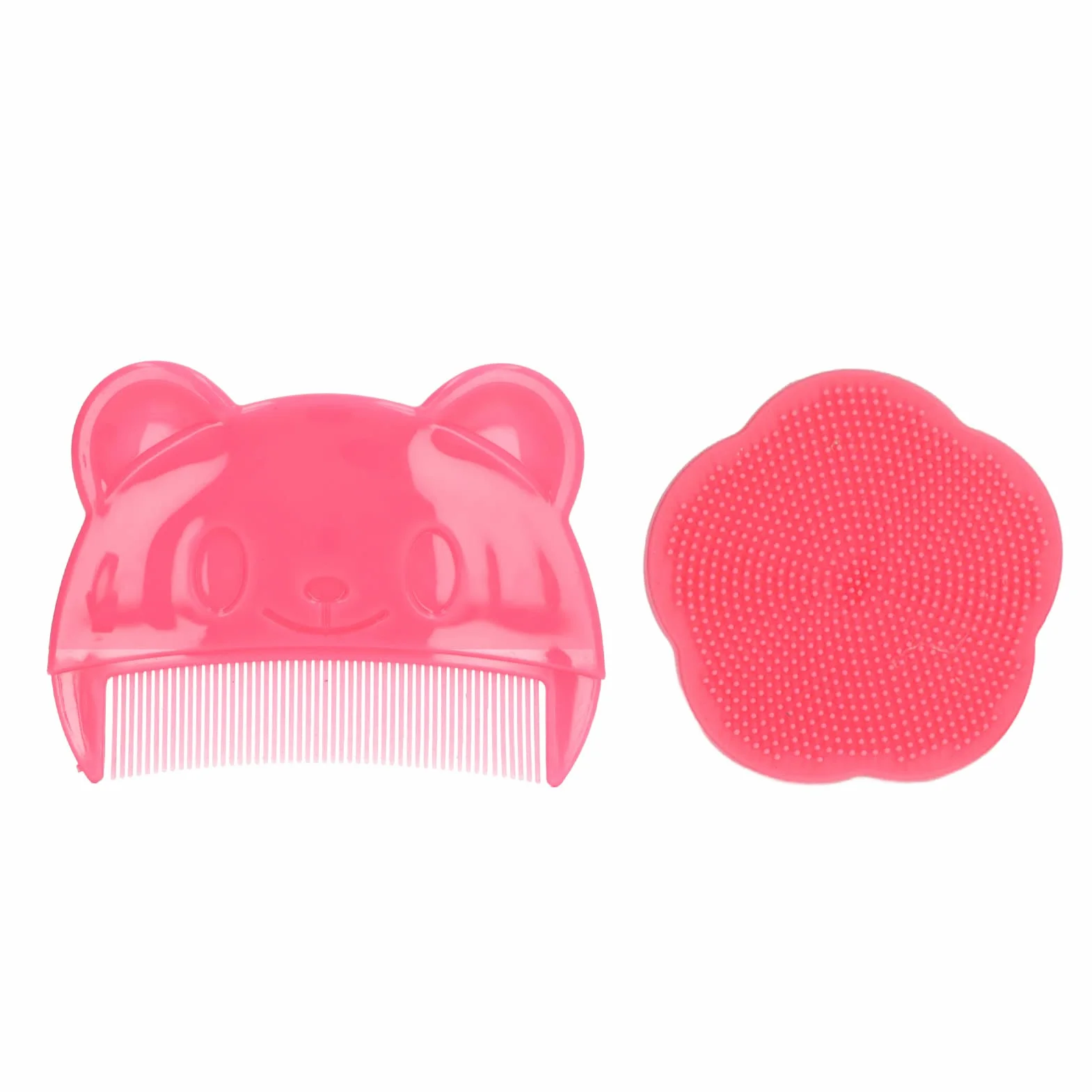 Cradle Cap Brush and Comb, Baby Bath Silicone Brush, Miękka Szczotka Sensoryczna Grzebień do Włosów dla Dzieci z Miękkim Silikonowym Włosiem Pomaga Delikatnie Masuj Skórę Głowy(Czerwony)