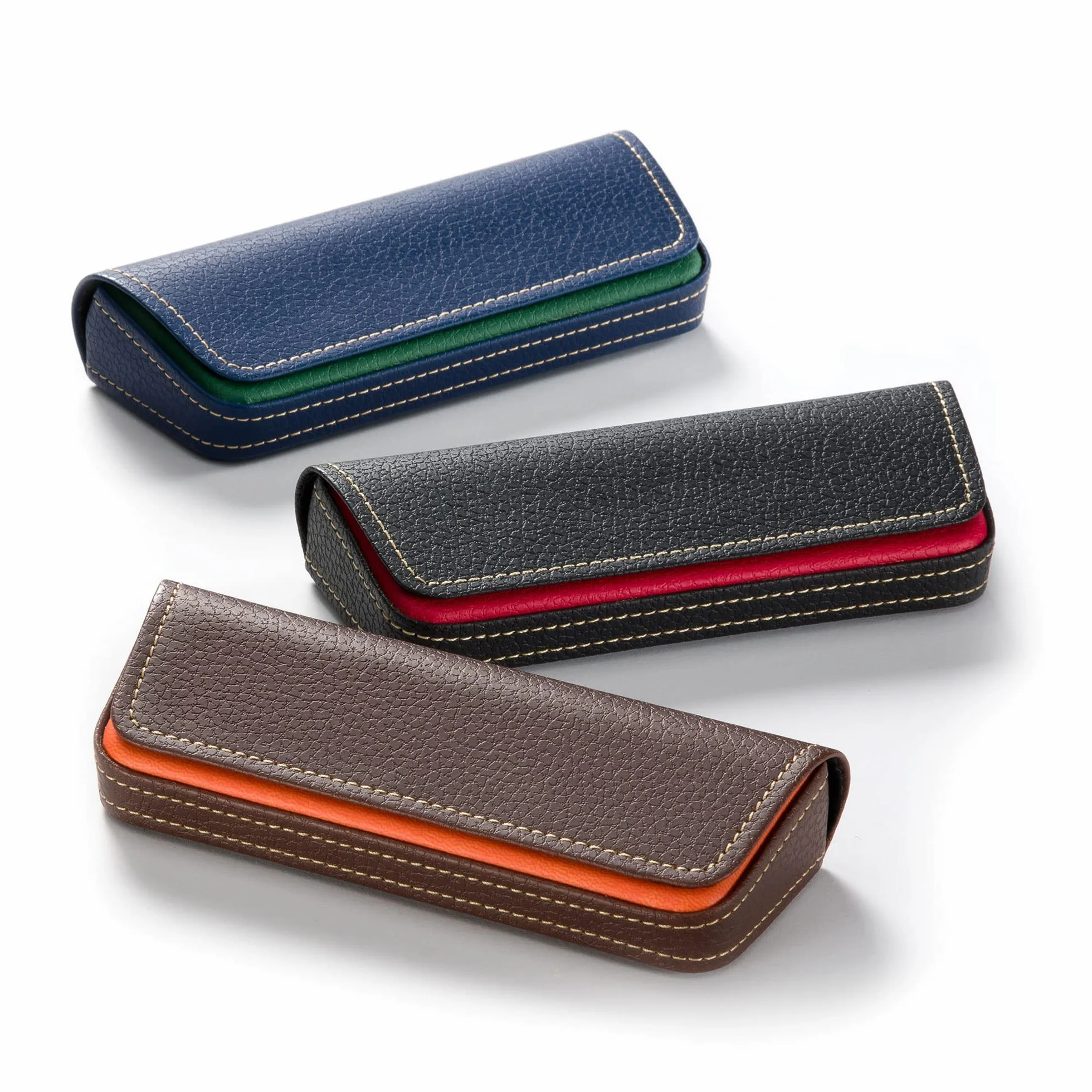 Eleganckie etui na okulary FEFI w dwóch odcieniach skóry, Czerwony, M