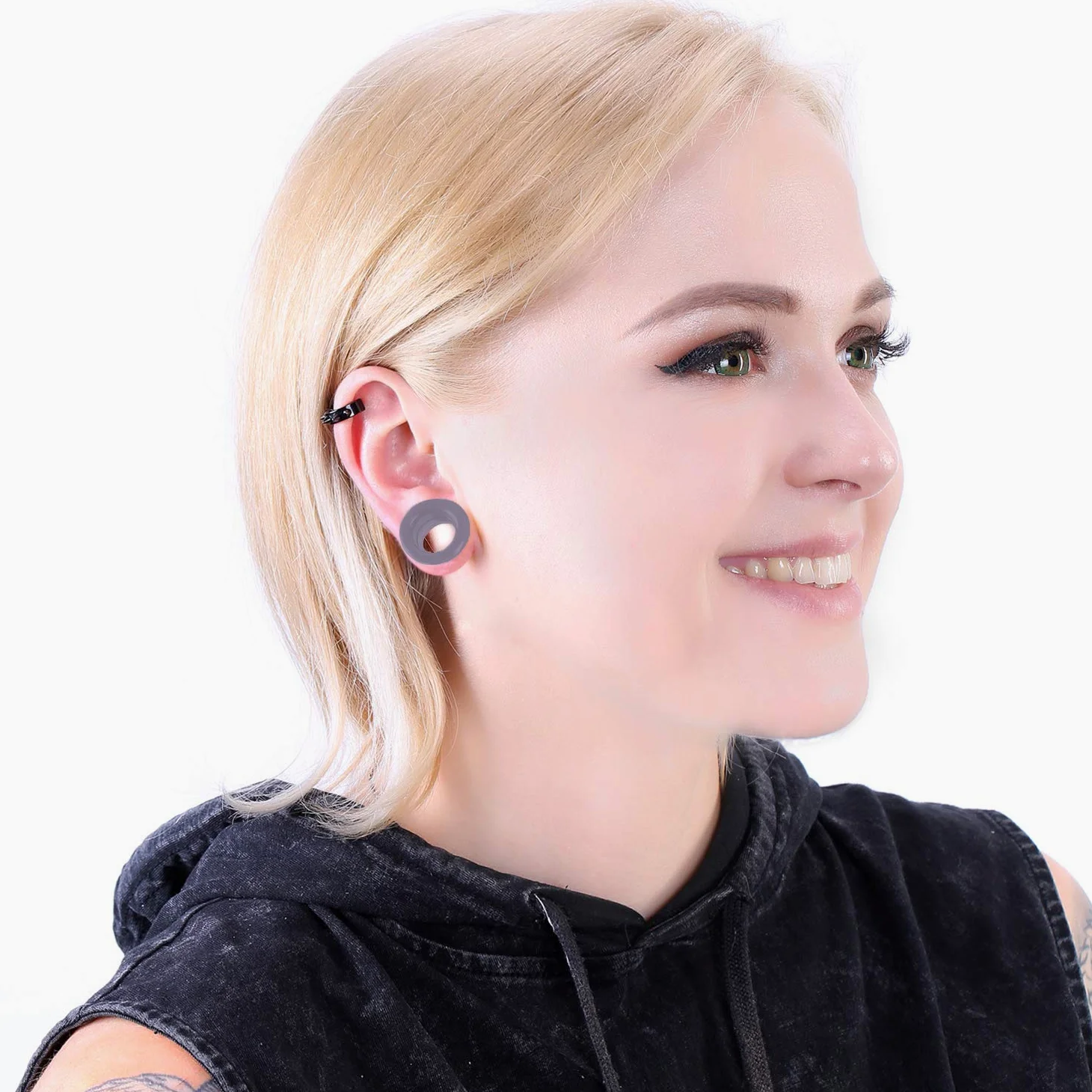 WBRWP Zestaw 20/28 szt. Zestaw do rozciągania uszu: Wydrążone twarde/miękkie silikonowe zatyczki i tunele ekspandery do uszu mierniki nosze biżuteria do piercingu ciała, silikon, bez kamieni
